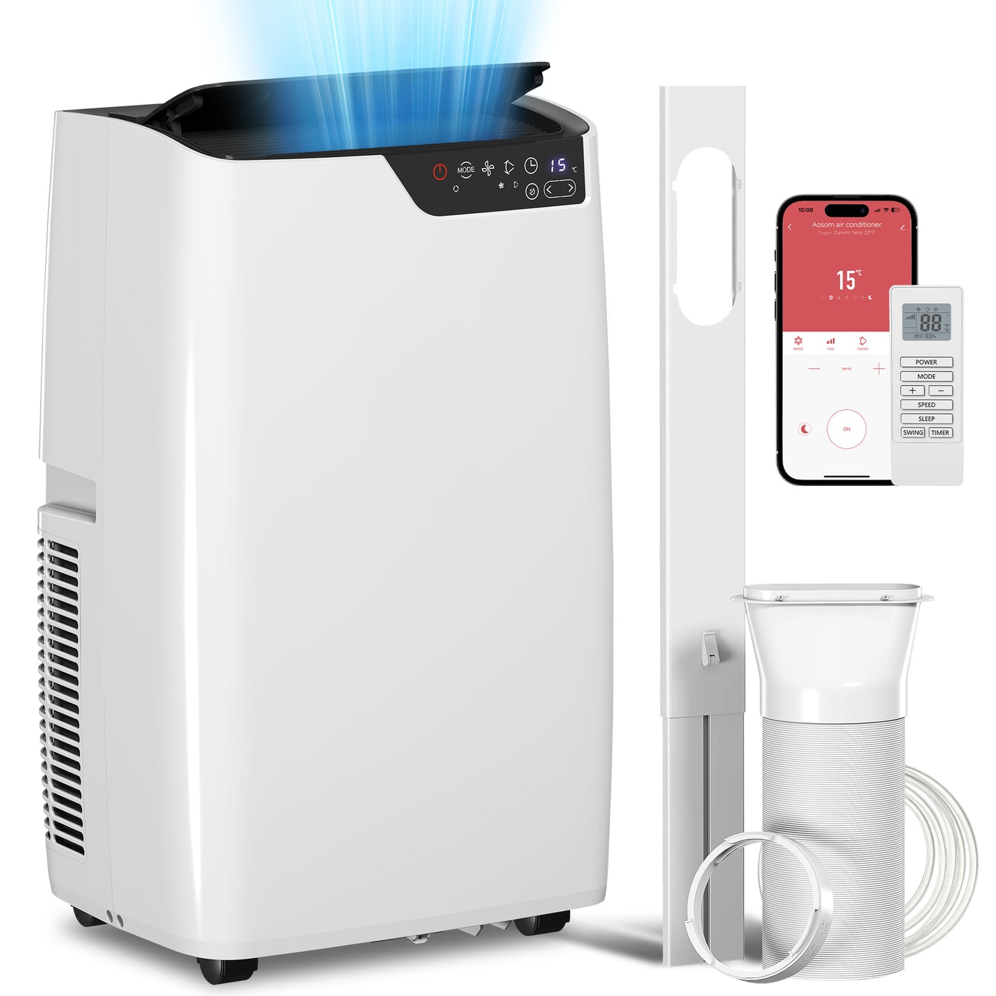 HOMCOM Portable Air Conditioner 12000 BTU, 4-in-1 AC Unit with Cool, Dehumidifier, Fan, Sleep Mode, WiFi Voice Remote Control