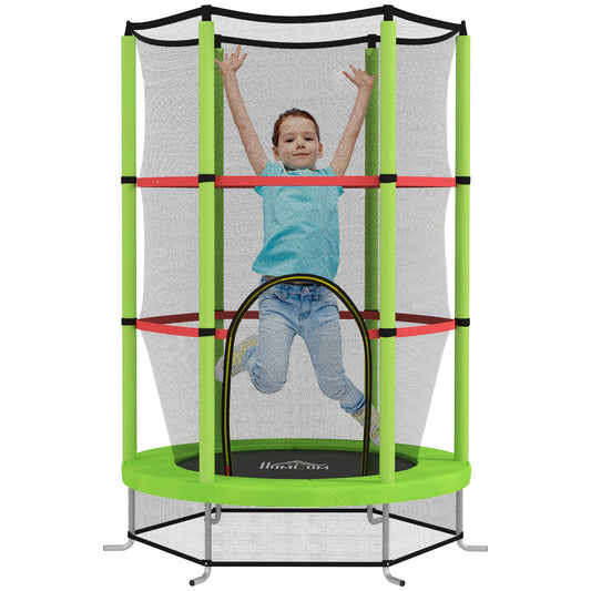 HOMCOM Kids Trampoline, with Enclosure Net, Steel Frame, for Ages 3-6 Years - Green