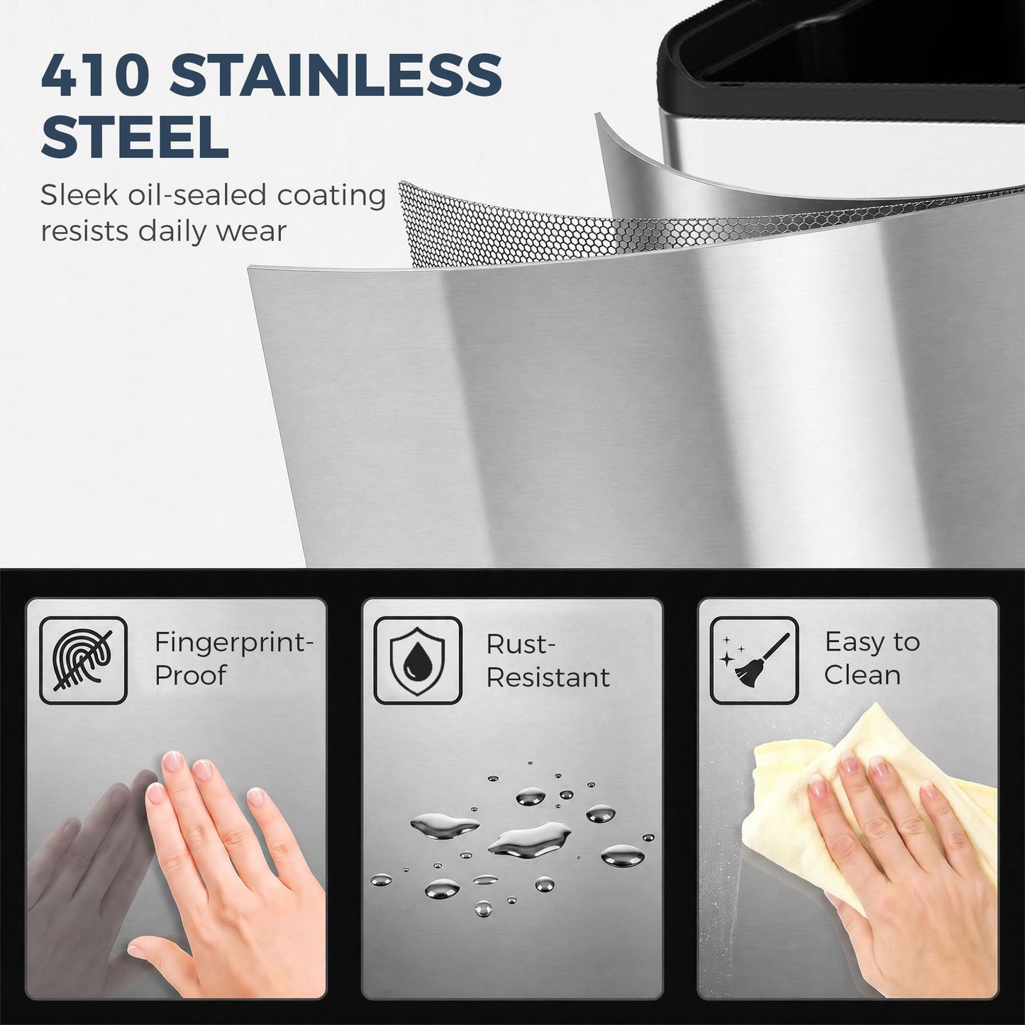 HOMCOM 2 x 30L Double Kitchen Bin, Stainless Steel Pedal Rubbish Bin with Dual Compartments, Soft Close Lids, Silver Tone