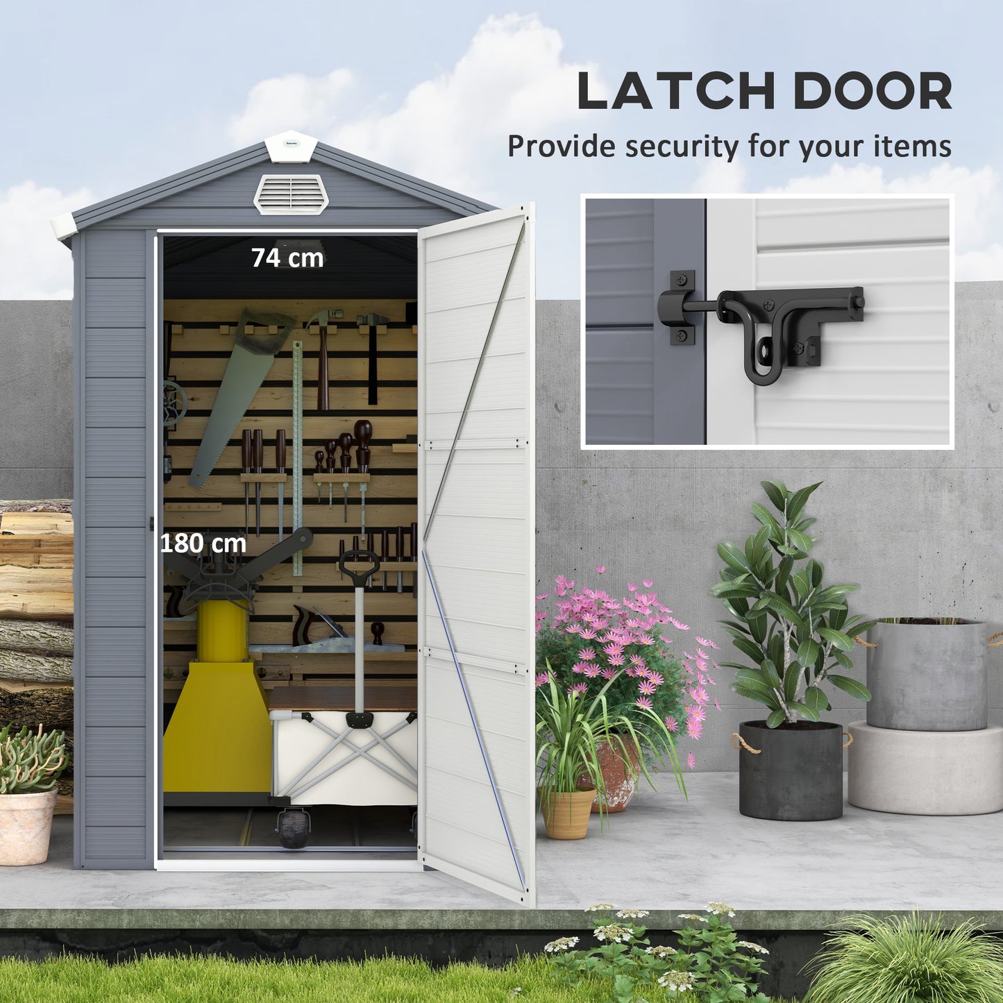 Outsunny 4 x 6ft Garden Shed with Lockable Door - Grey