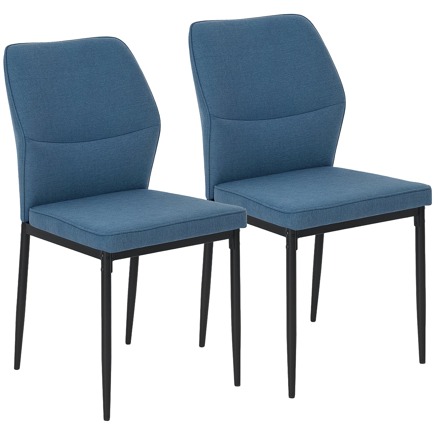HOMCOM Velvet Dining Chairs Set of 2, Modern Upholstered, Metal Legs, Curved Back, Padded Seat, Armless Side Chairs, Blue