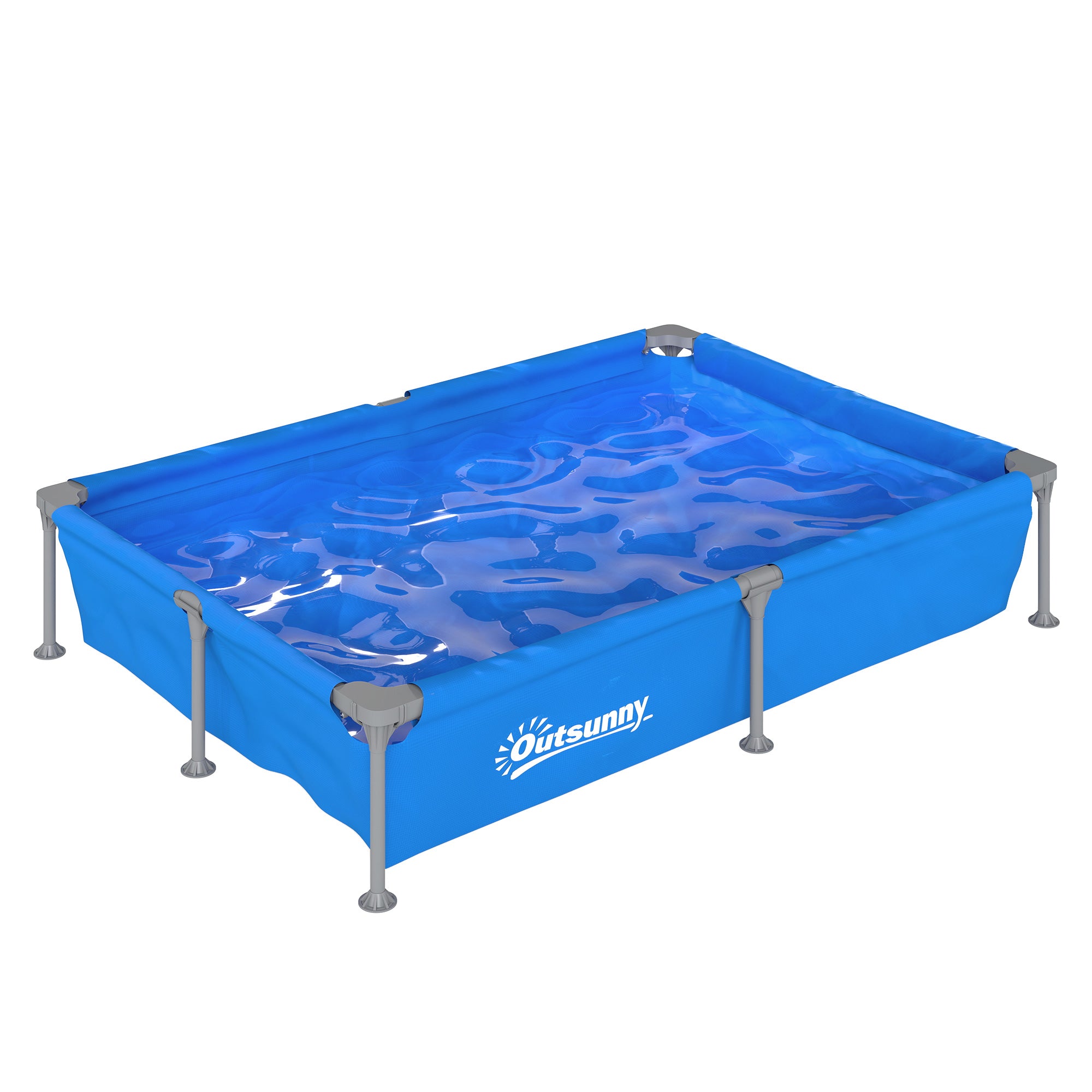 Outsunny Metal Frame Swimming Pool, Rectangular Above Ground Frame Poo ...