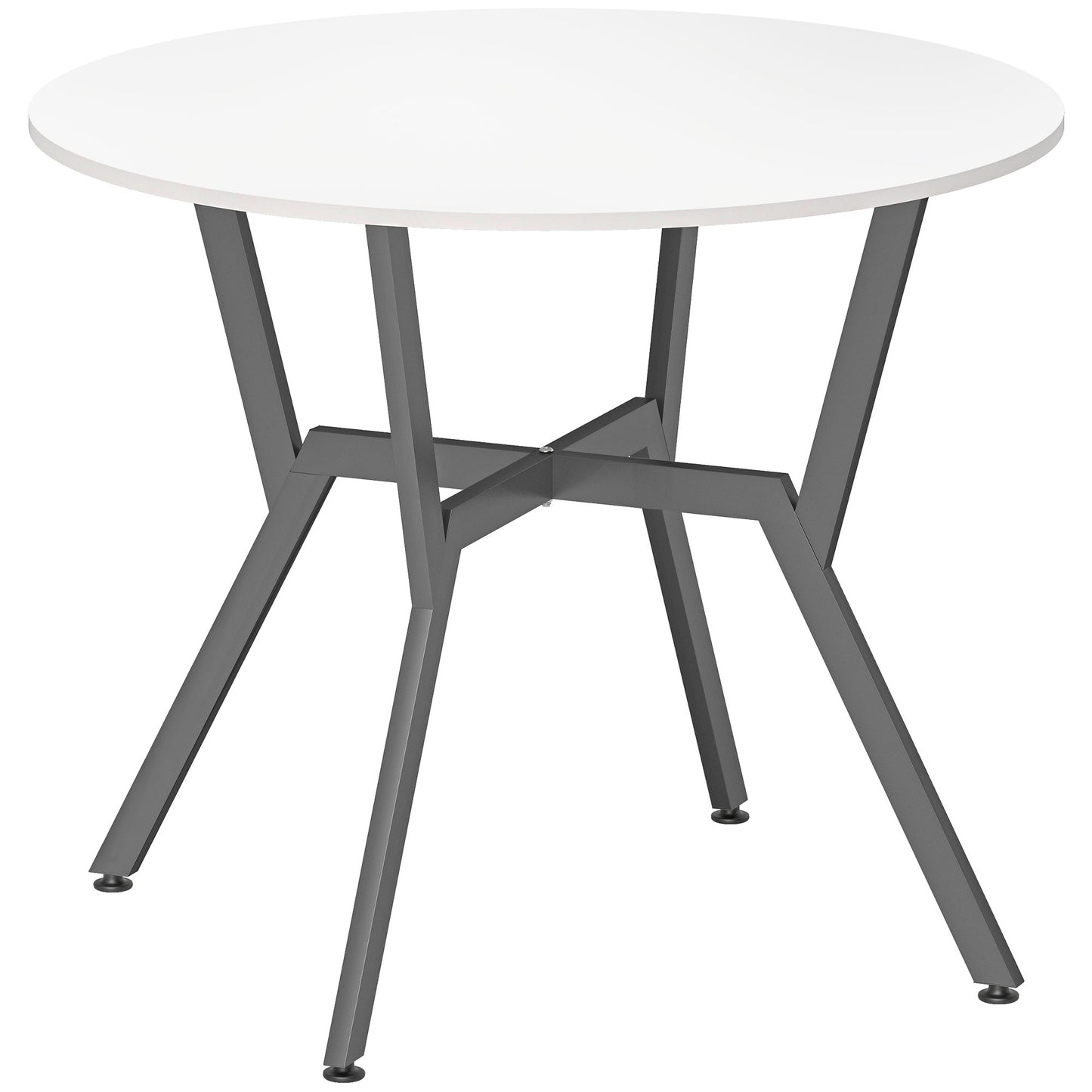 HOMCOM Dining Table, Round Kitchen Table with Black Legs for Living Room, Dining Room 90 x 76 cm, High Gloss White