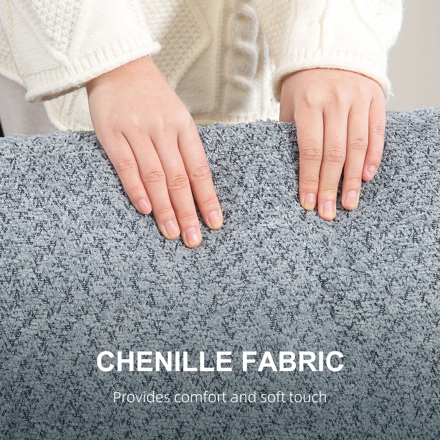 HOMCOM 2 Seater Sofa, 138 cm Loveseat with Removable Back Cushions, Chenille Fabric, S-springs, for Living Room/Bedroom/Office, Light Grey