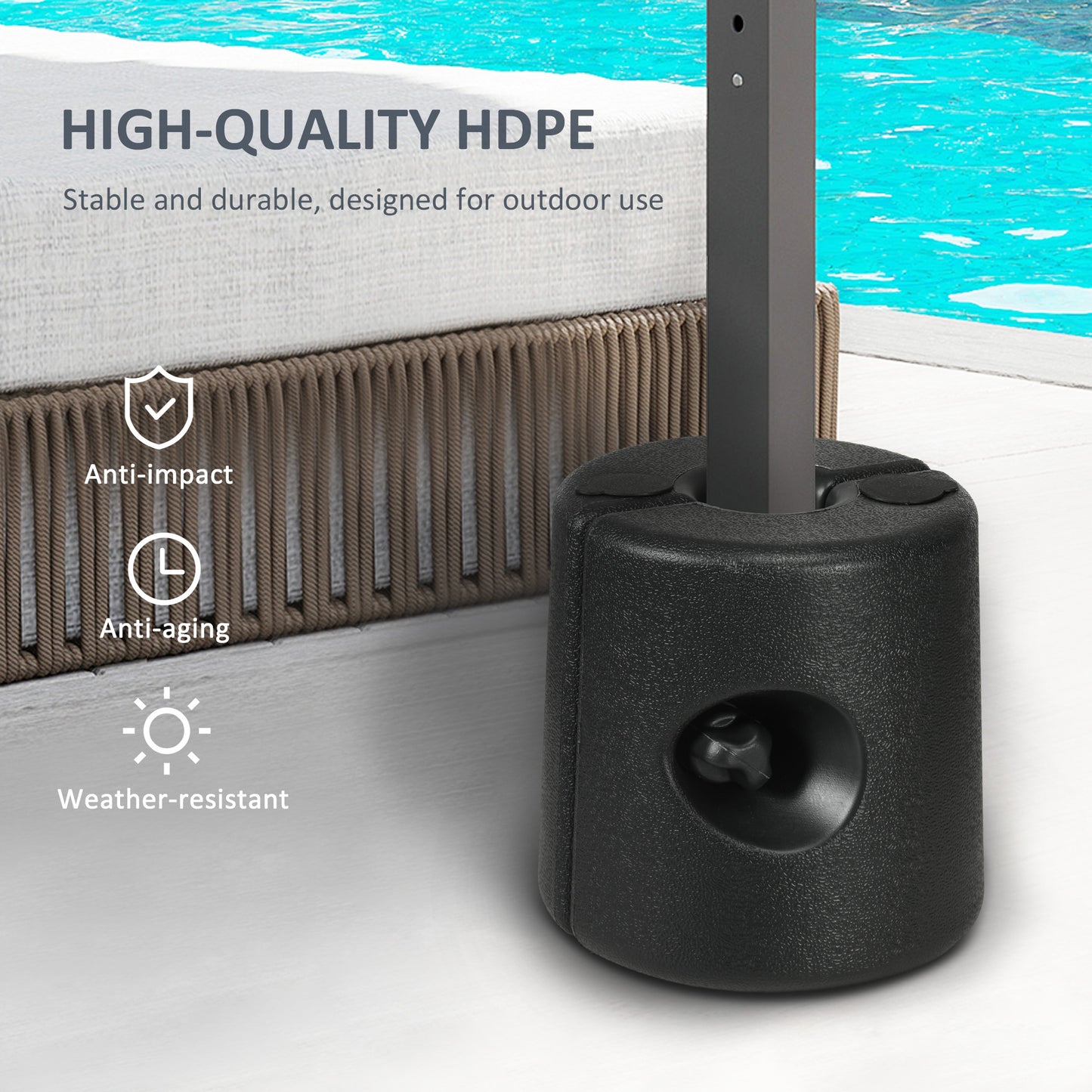 Outsunny HDPE Tent Weights Set of 4, Canopy Weights, Fill Water or Sand, 48KG