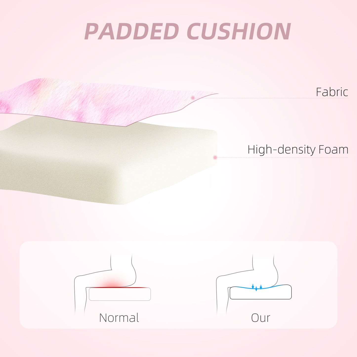 HOMCOM Fuzzy Office Chair with Bunny Ears, Faux Fur Swivel, Armless Vanity Chair, Adjustable Height for Bedroom, Study Room, Colourful