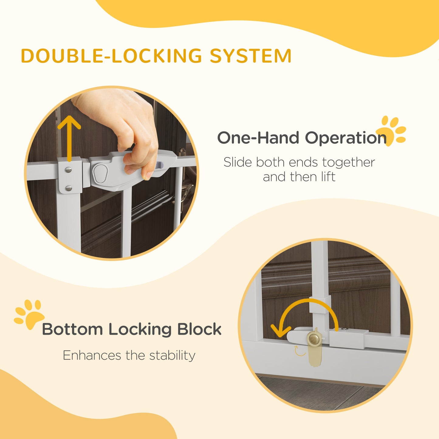 PawHut Extra Tall Pet Gate Indoor Dog Safety Gate with Cat Flap Auto Close 74-80cm Wide - White