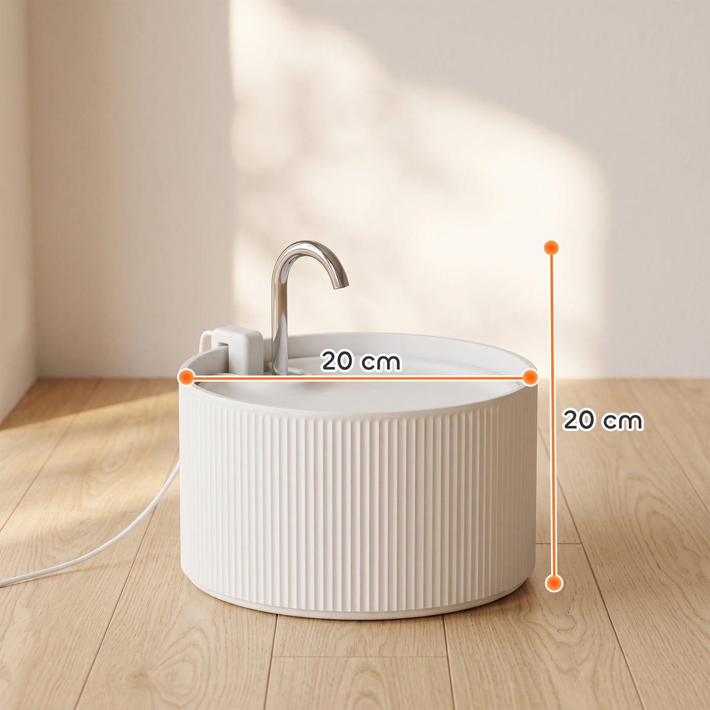 PawHut Ceramic Cat Water Fountain for Drinking, 2.2L Pet Water Fountain with Ultra-Quiet Pump, 4-Layer Filtration, Tap