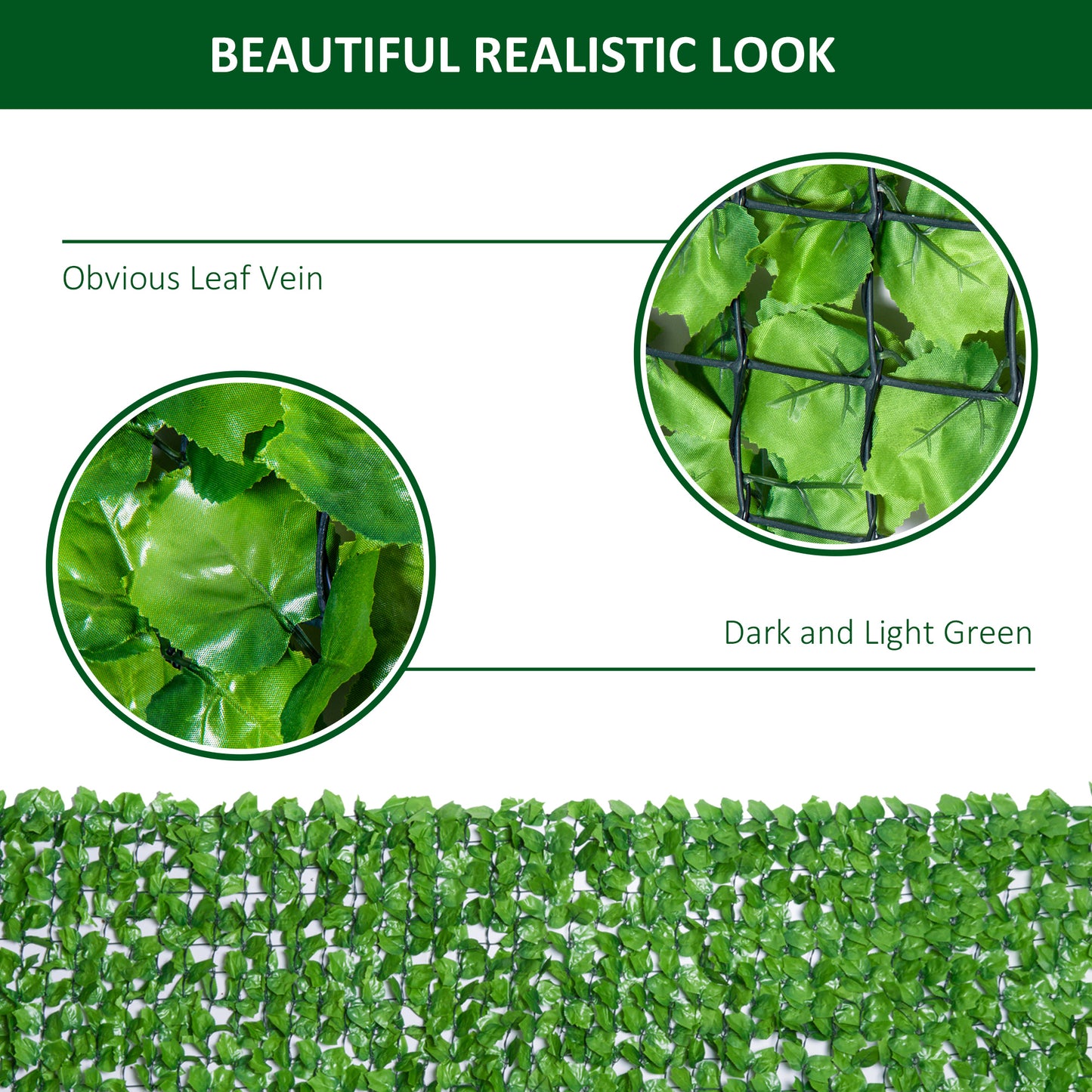 Outsunny Artificial Wall Foliage with Ivy Leaves, Privacy Screen Greenery Grass Wall For Garden Balcony