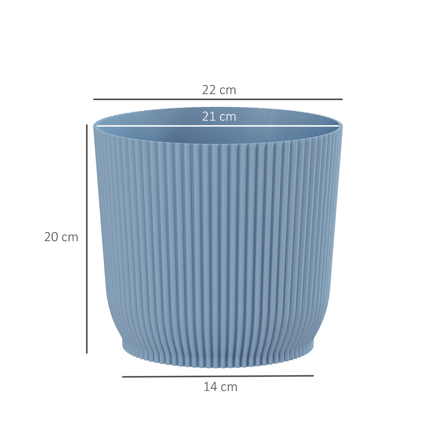 Outsunny Set of Three Ø22cm Planters - Blue