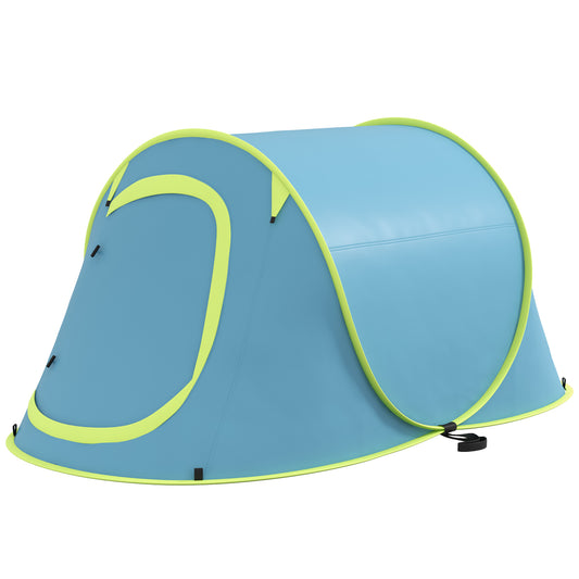 Outsunny 2 Man Pop up Camping Tent 2000mm Waterproof with Carry Bag for Fishing Hiking Backpacking Blue