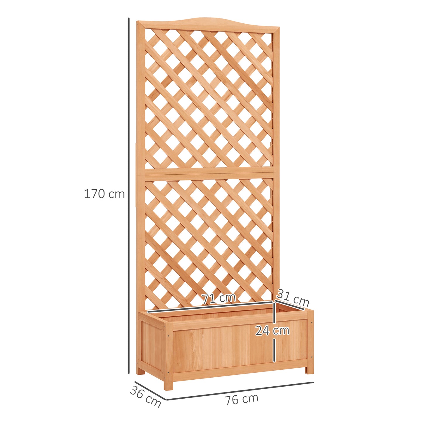 Outsunny Wooden Planter Box with Trellis, 76x36x170cm, Brown