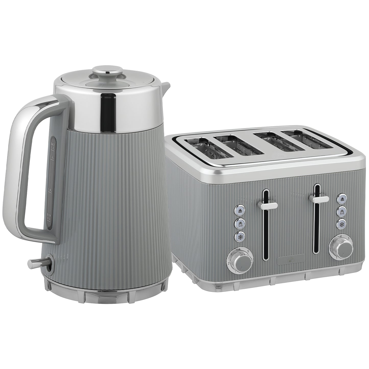 HOMCOM Electric Kettle and Toaster Set, 3000W 1.7L Rapid Boil Kettle with Limescale Filter, 4 Slice Toaster, 7 Browning Controls, Tan