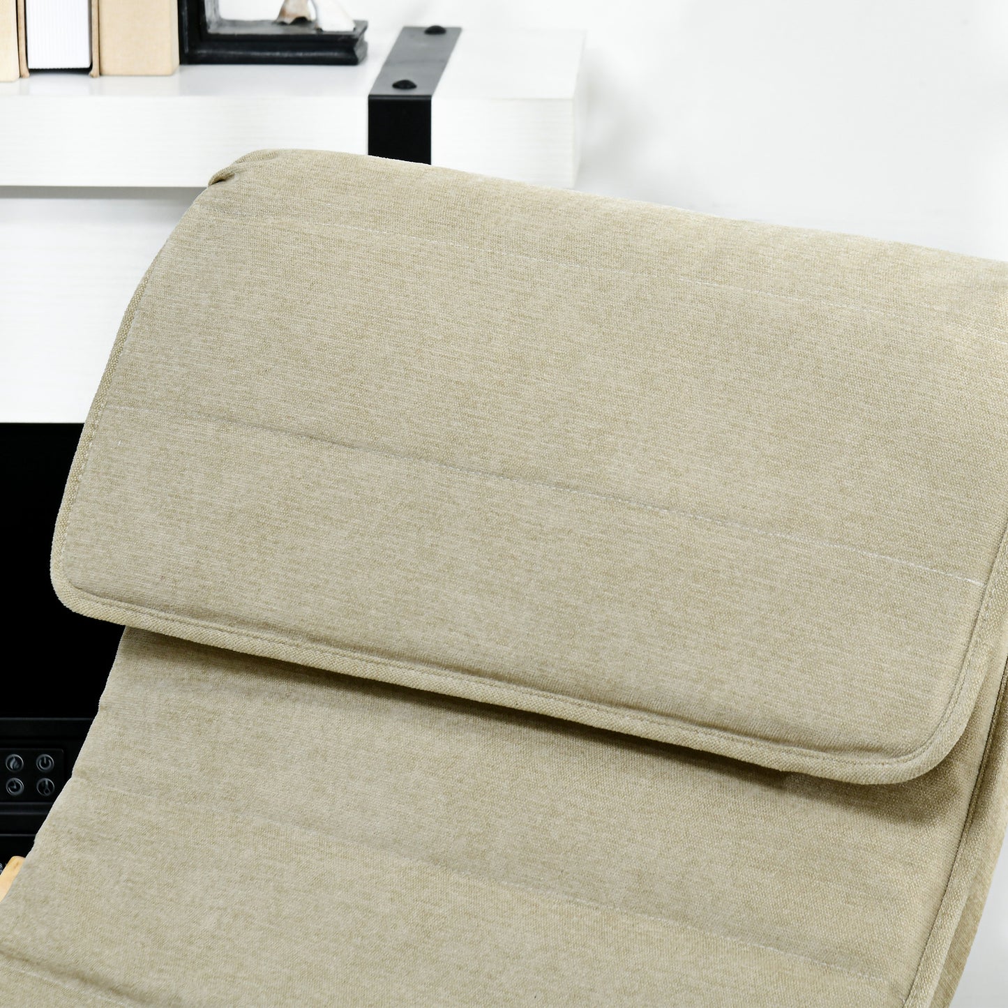 HOMCOM Rocking Lounge Chair Recliner Relaxation Lounging Relaxing Seat with Adjustable Footrest, Side Pocket and Pillow, Beige