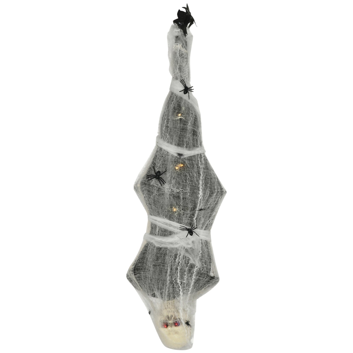 HOMCOM 4.7ft Outdoor Halloween Hanging Mummy with Sound, Motion Activation, Light-Up Eyes, Posable Arms, Moving Body, Spider Web - Life Size, White