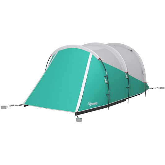 Outsunny 2 Room Camping Tent for 4-5 Man 3000mm Waterproof Family Tent with Carry Bag for Fishing Hiking Festival Green