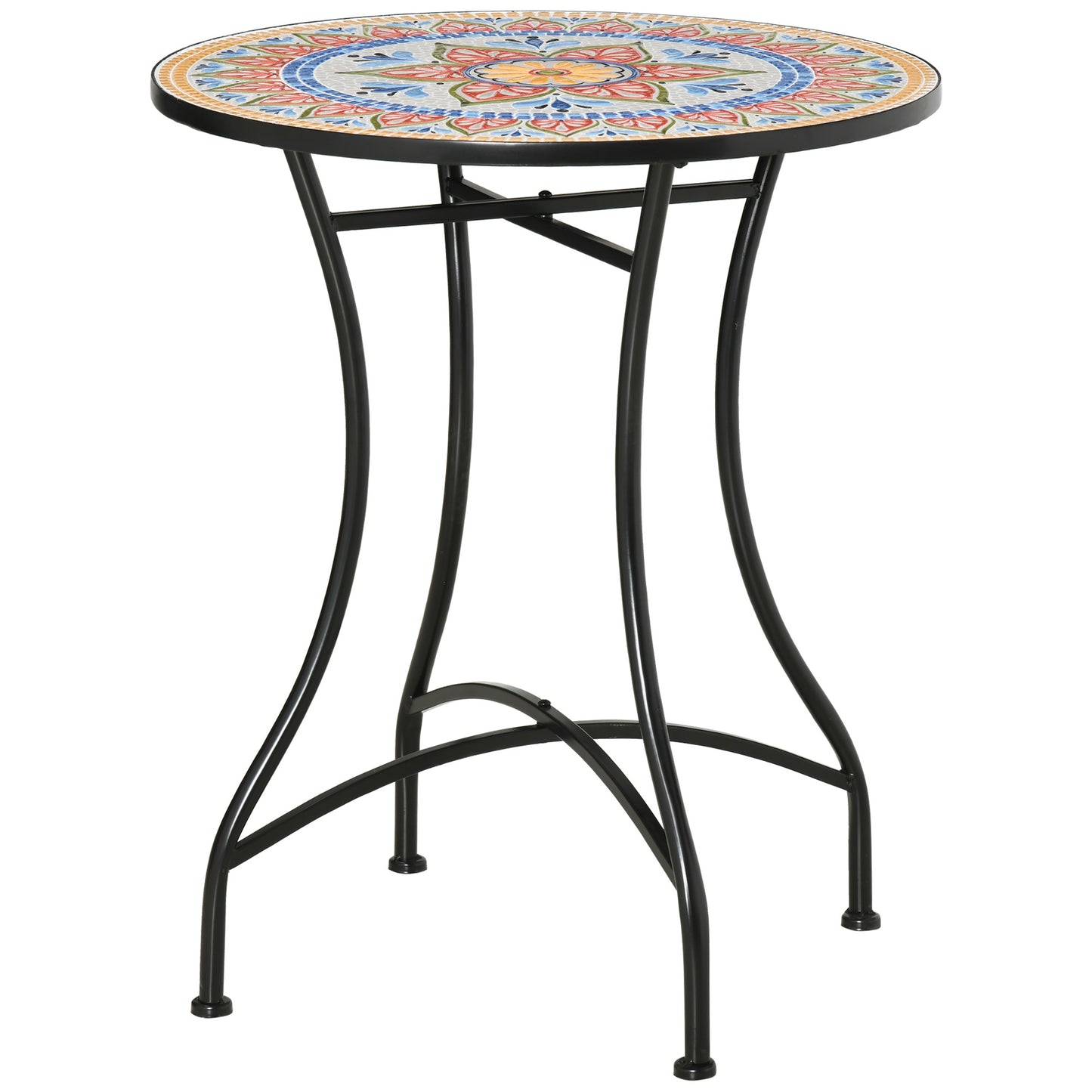 Outsunny Ø60cm Mosaic Outdoor Patio Table - Red