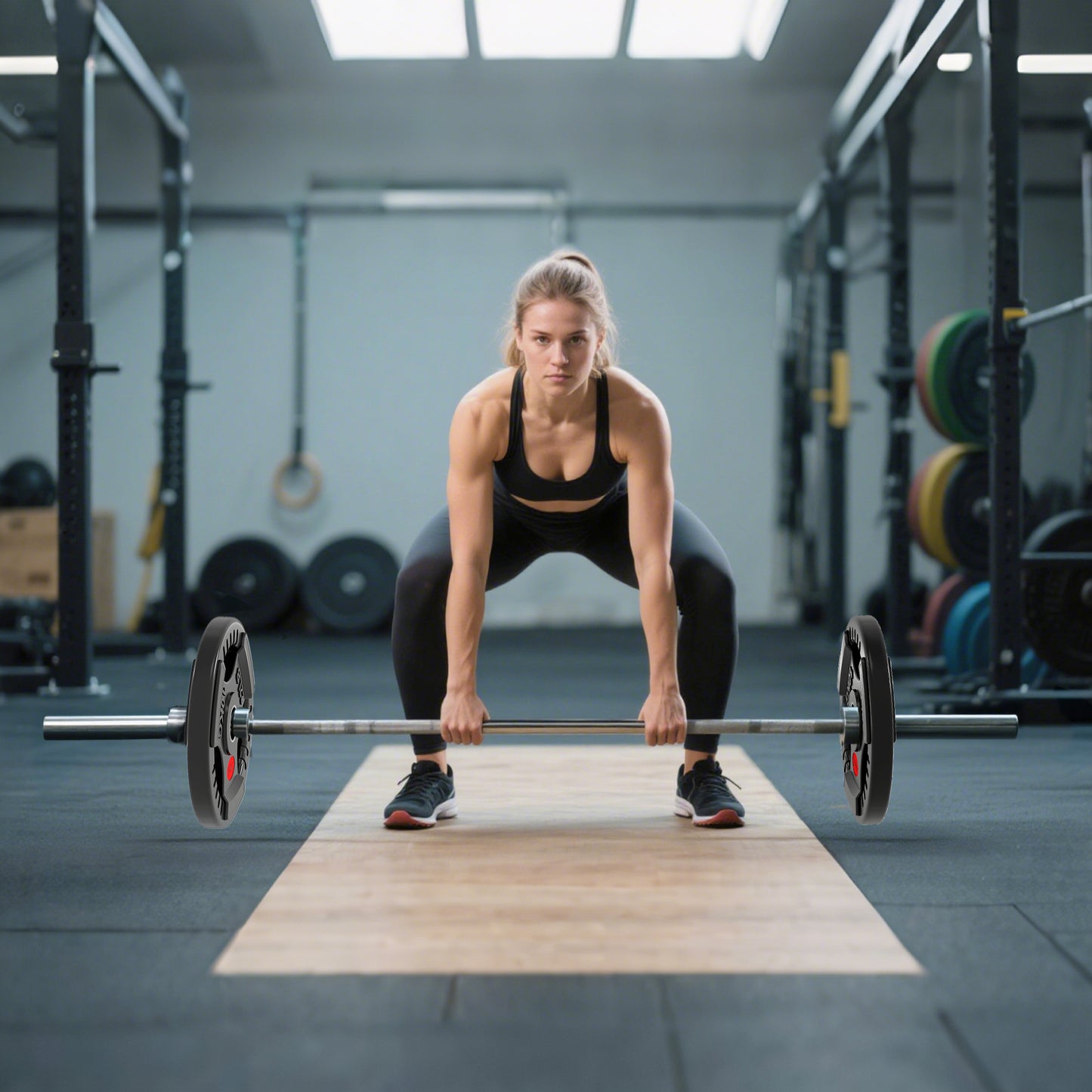 SPORTNOW Olympic Weight Plates, 2 x 10kg Dumbbell Pair with Tri-Grips for Weightlifting & Strength Training, Home Gym Fitness, Black