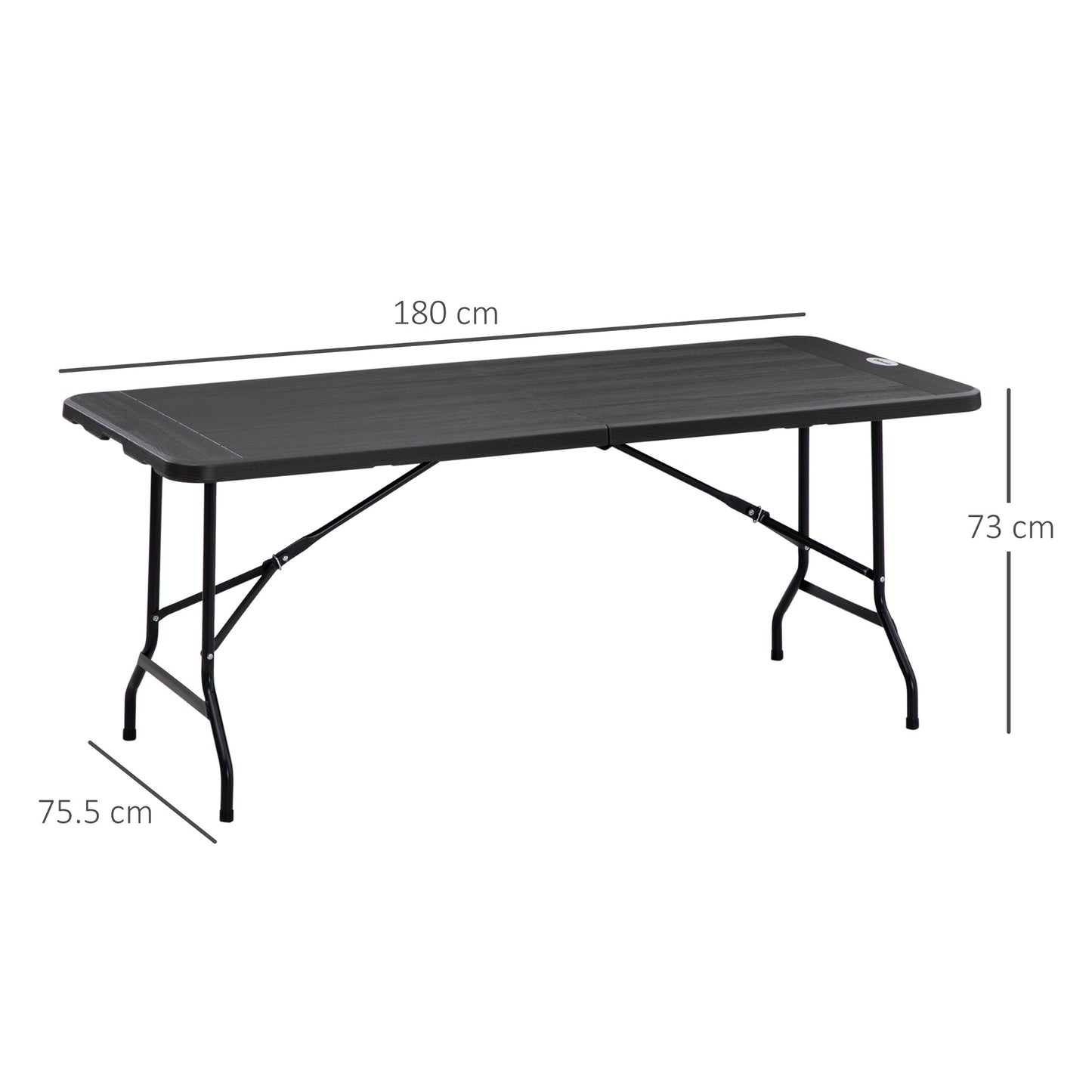 Outsunny Folding Garden Table for 6, Rectangular HDPE Top, Steel Frame, Foldable, Charcoal Grey
