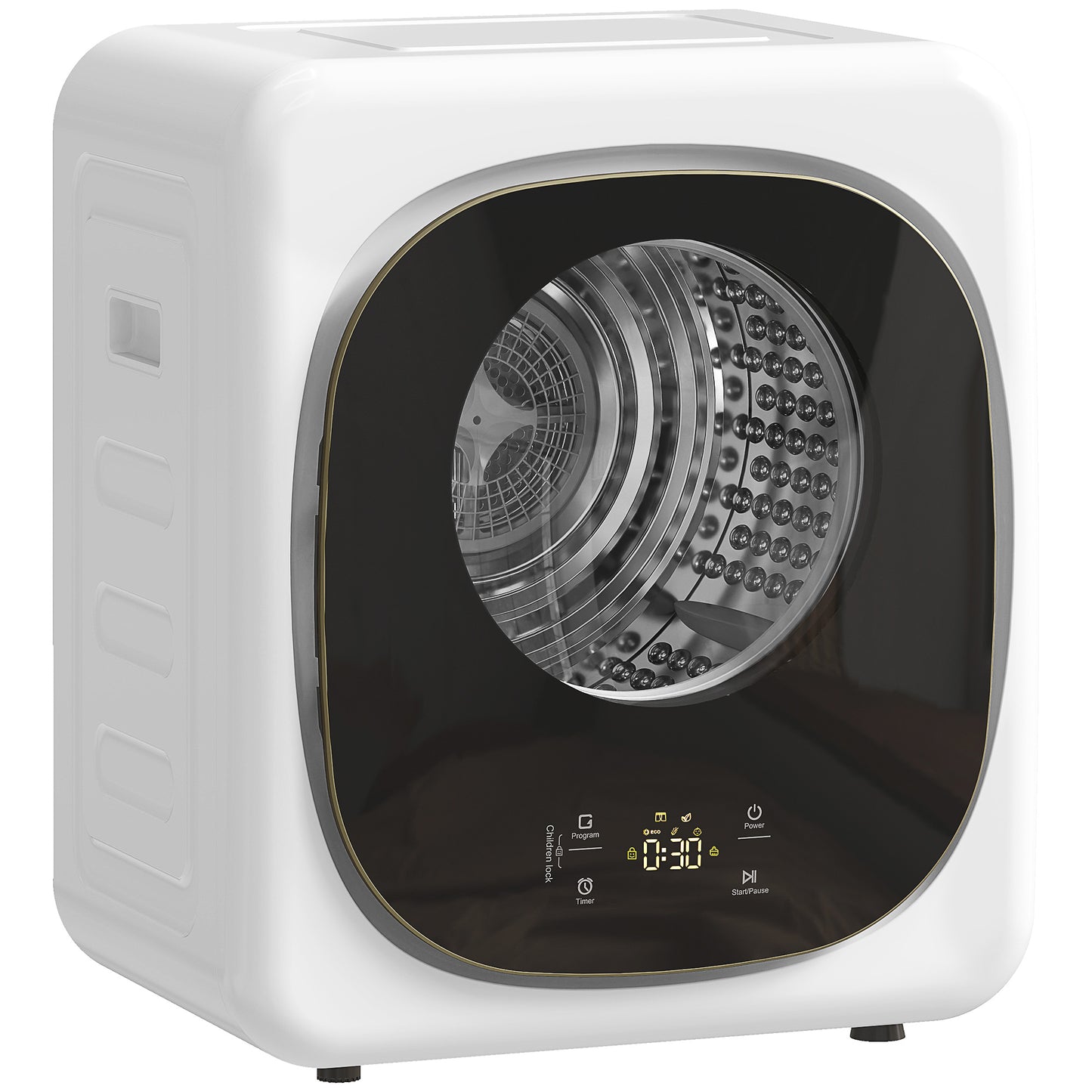 HOMCOM 4kg Vented Tumble Dryer, 800W Freestanding with 5 Modes, Smart Sensor, Timer, Stainless Steel Tub, Wall-Mount Option, White