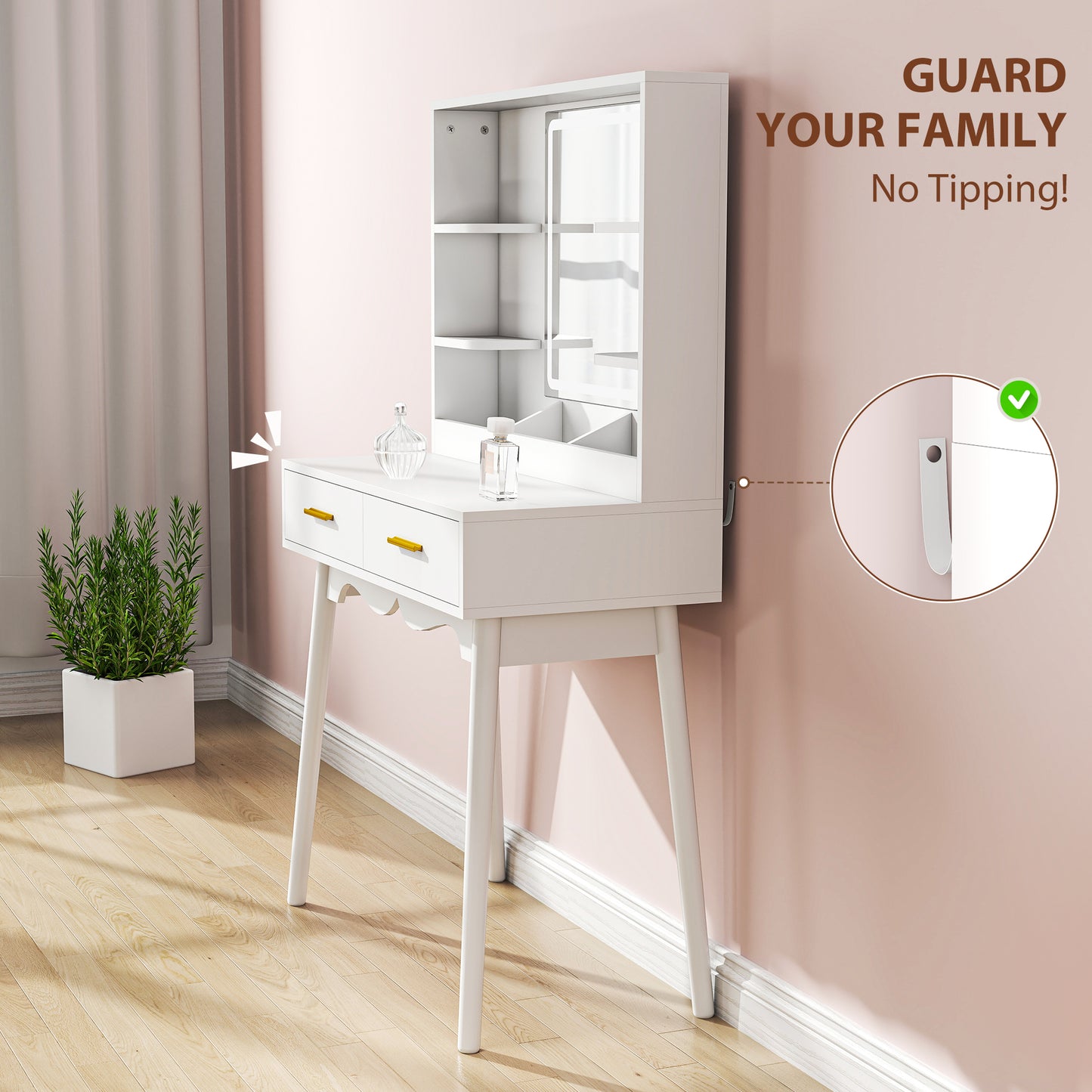 HOMCOM Elegant Dressing Table, with LED Mirror - White