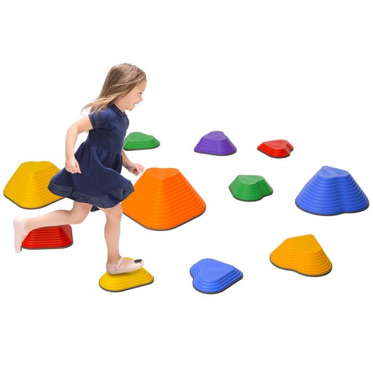 AIYAPLAY 11PCs Heart-Shaped Kids Stepping Stones Balance & Motor Skills, Multicoloured