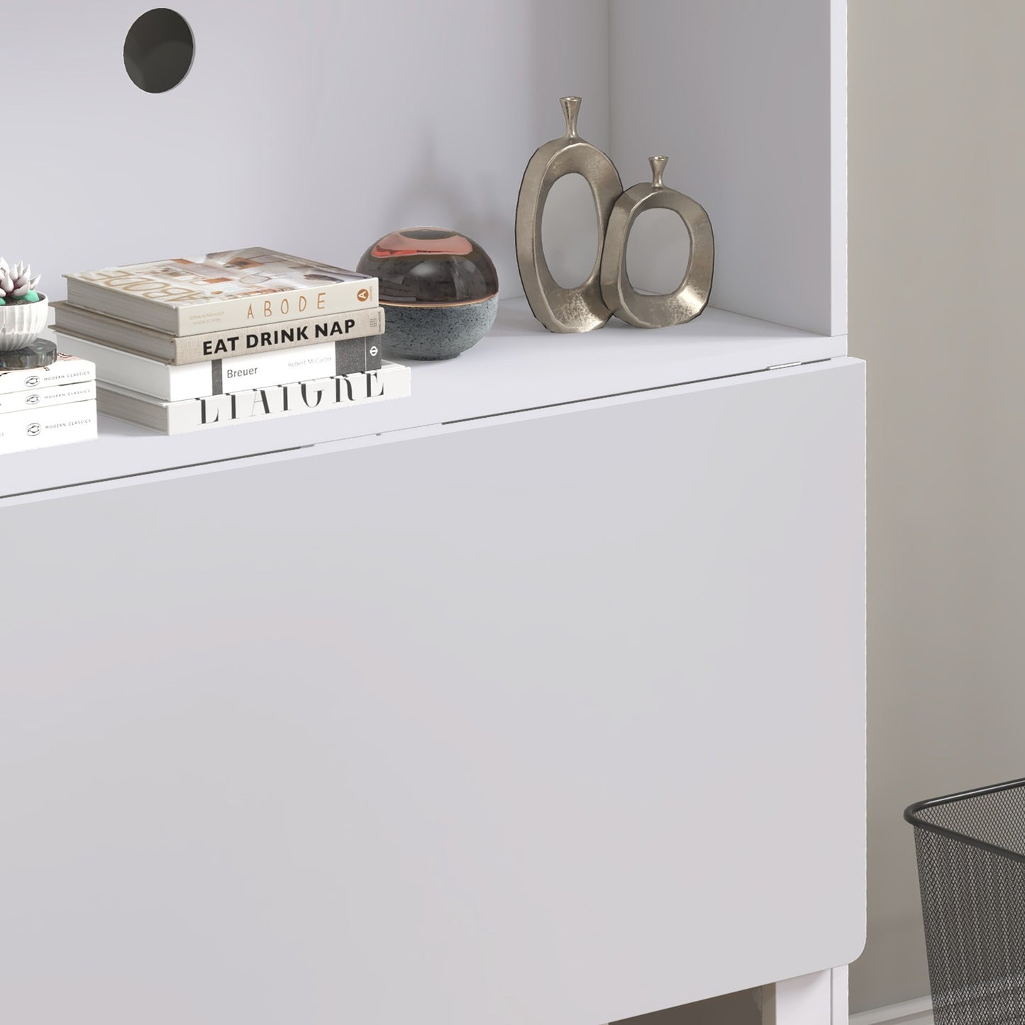 HOMCOM Computer desk with storage shelves, foldable top, 2 casters for bedroom & living room 80 x 69 x 155 cm white