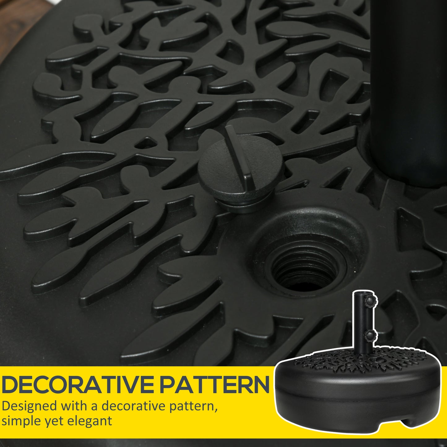 Outsunny Half Round Umbrella Base, 18kg Water/21kg Sand, Fits 3.8cm/4.8cm Pole, Black for Deck/Garden