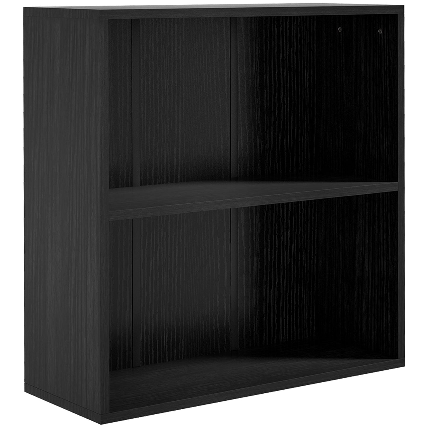 HOMCOM 2 Tier Bookshelf, Low Bookcase with Adjustable Shelf, 2 Compartments for Home Office, Living Room, Study, Black