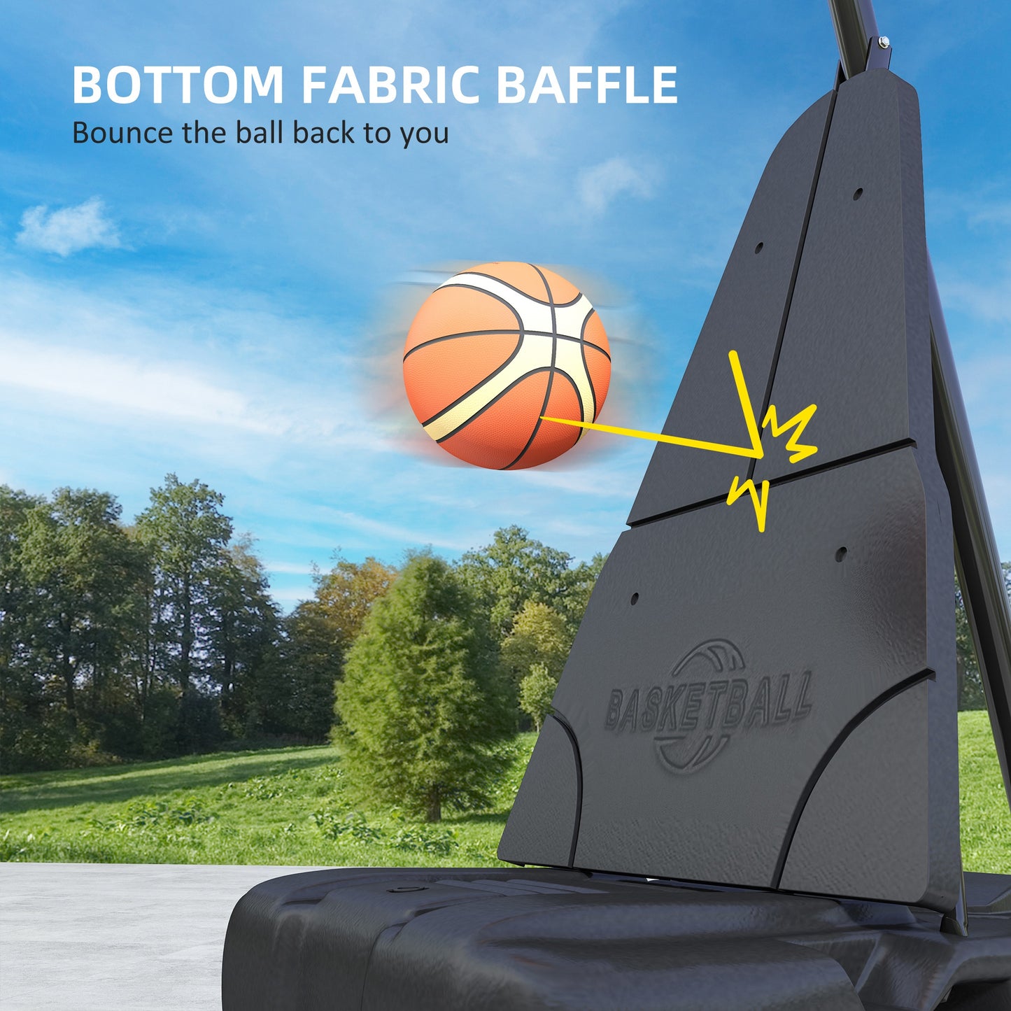 SPORTNOW Basketball Hoop Outdoor, Height Adjustable Basketball Hoop and Stand with Rebound System - Black
