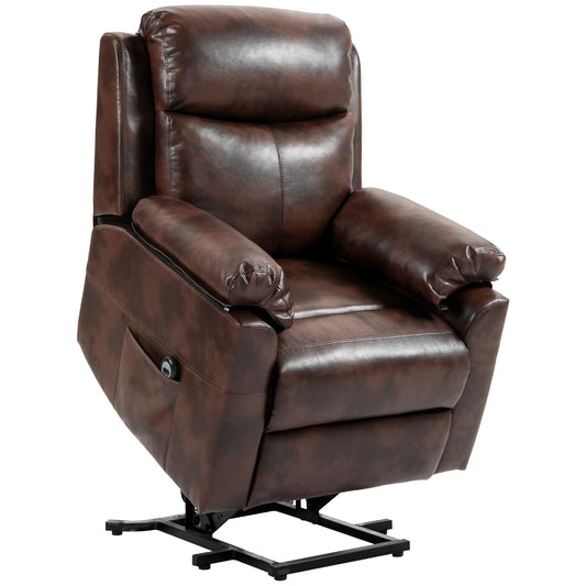 HOMCOM Faux Leather 70° Electric Riser Recliner Chair - Dark Brown