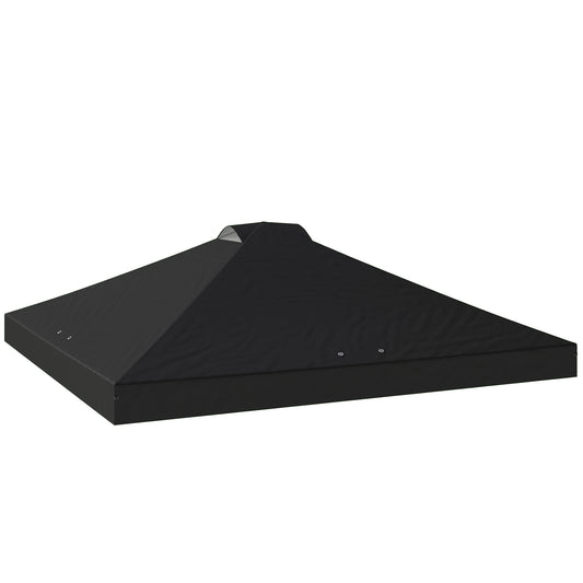 Outsunny gazebo roof replacement UV50+ Waterproof Pop Up Canopy Cover with 8 Drainage Holes 3 x 3 m Black