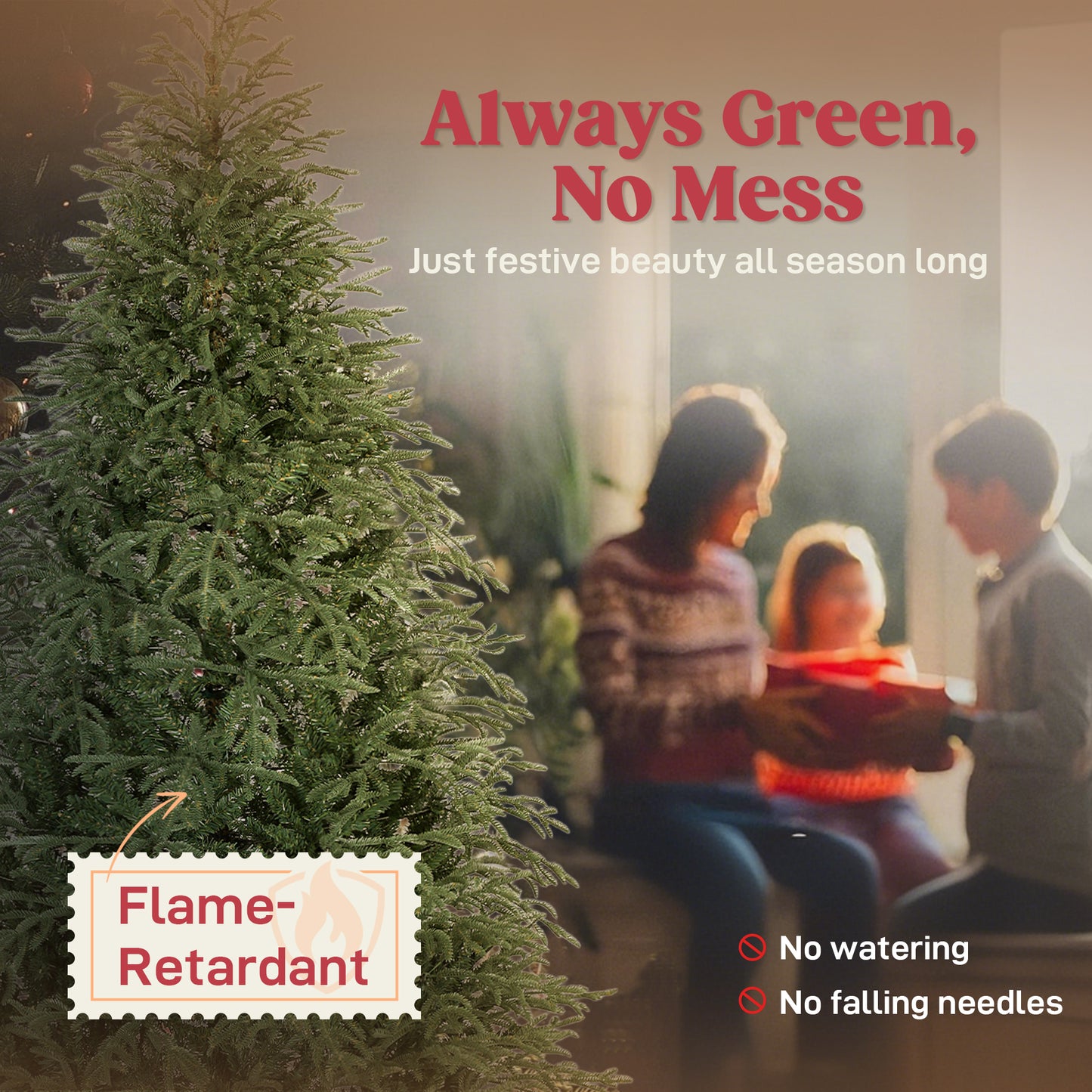 HOMCOM 7 ft Full Spruce Christmas Tree with Realistic Dense Tips, Easy Assembly - Green