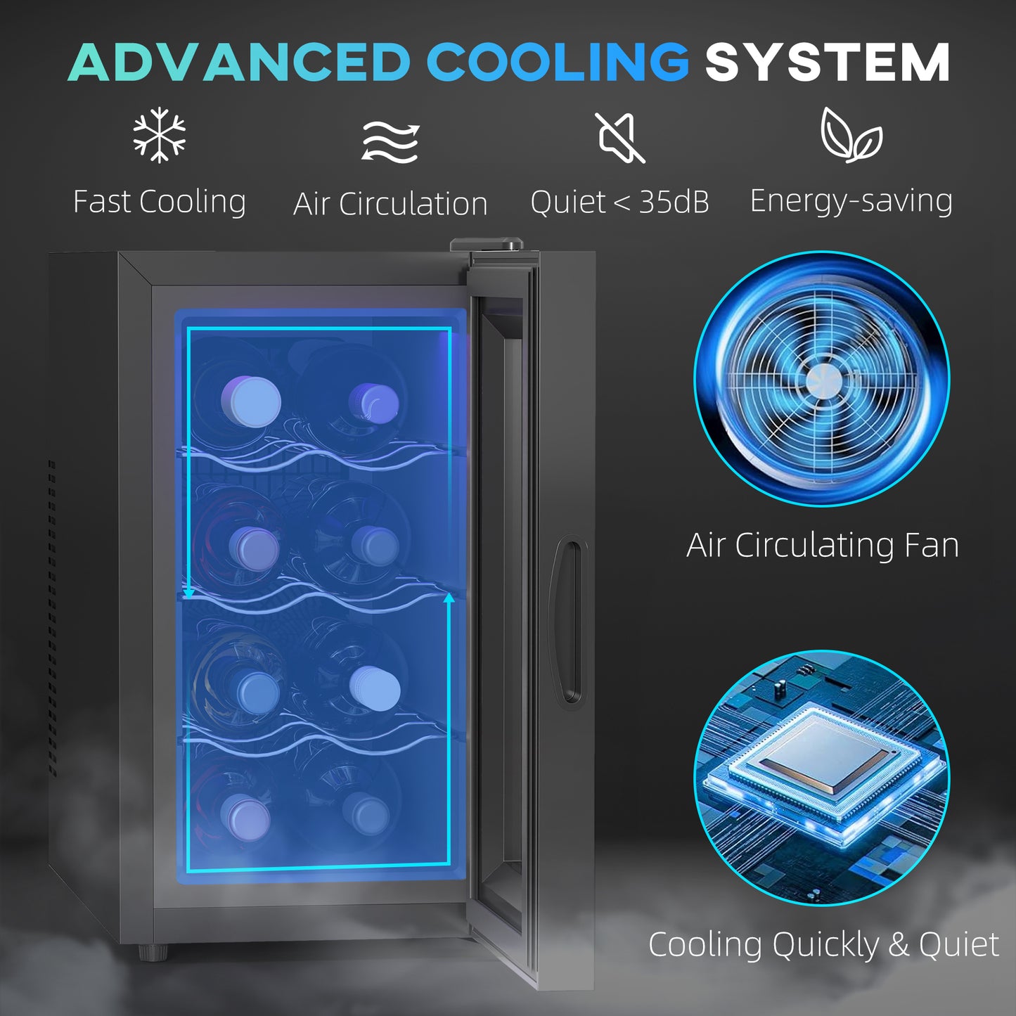 HOMCOM Mini Freestanding Wine Cooler Fridge, 8 Bottle