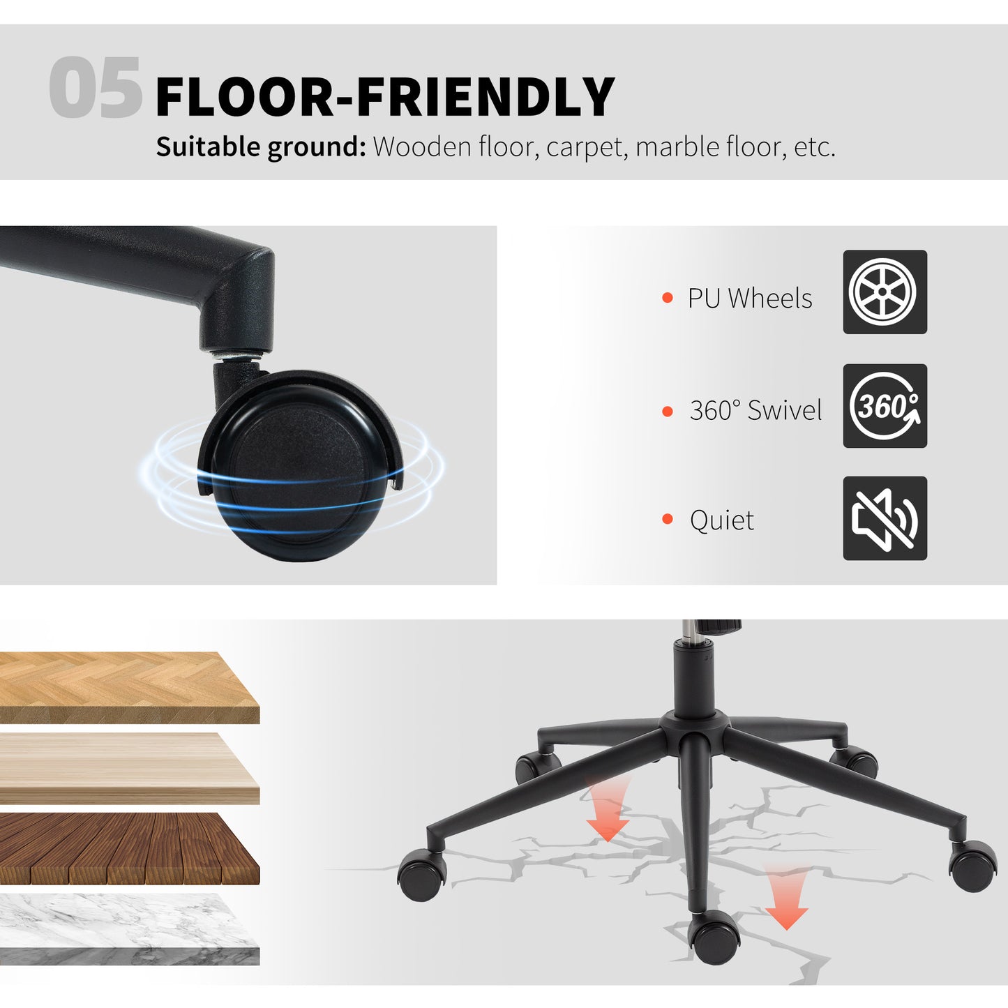 HOMCOM Criss Cross Chair with Wheels, No Arms - Beige