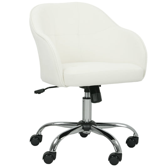 HOMCOM 46-56 cm Velvet-feel Office Chair - Cream
