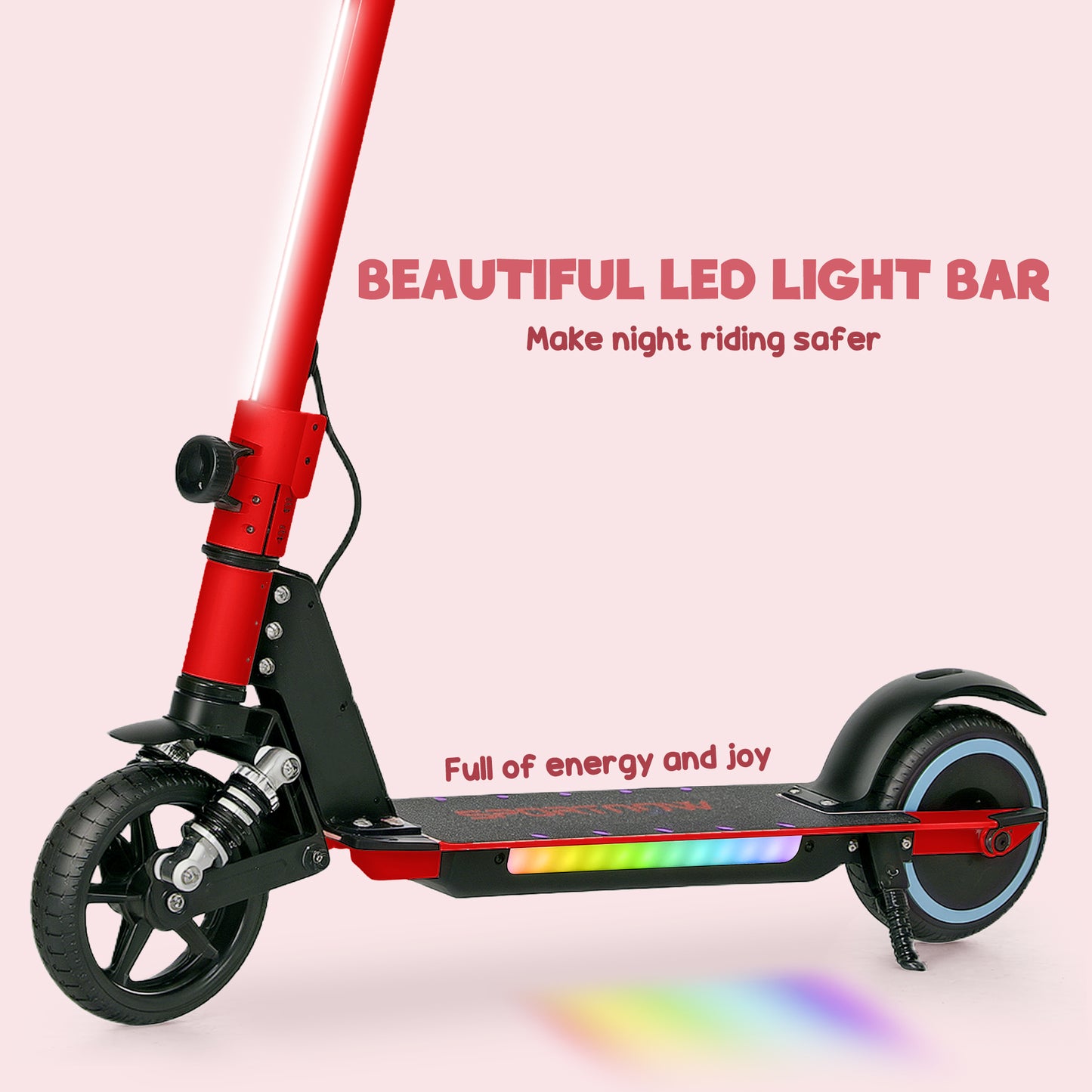 SPORTNOW Folding Electric Scooter for Kids 6-14, Dual Brakes, LED Lights, 6.8kg, 14 KM/H, Red