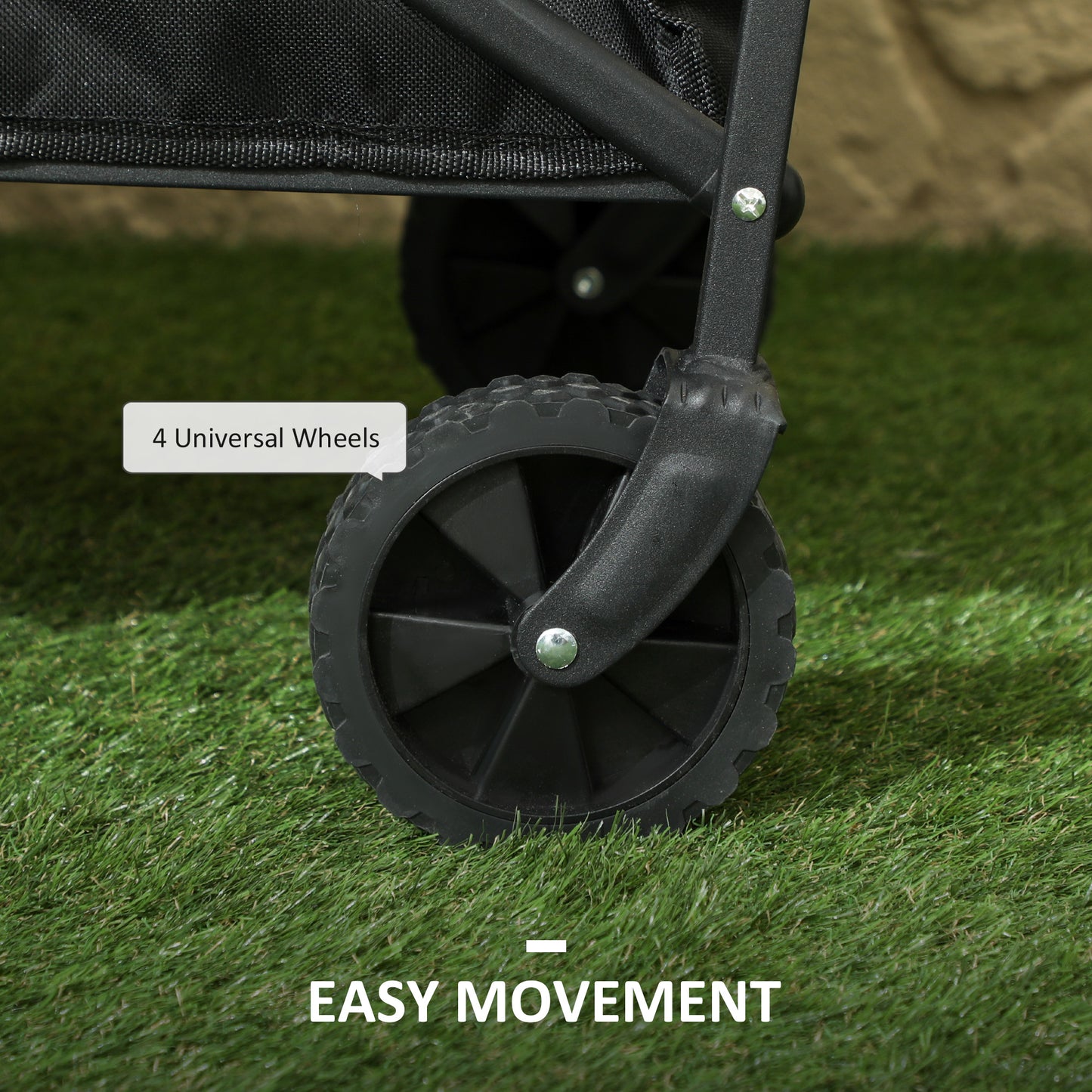 Outsunny 41L Festival Trolley, 60kg Heavy Duty Folding Wagon with Adjustable Handle and Carry Bag for Beach/Camping/Festival, Black