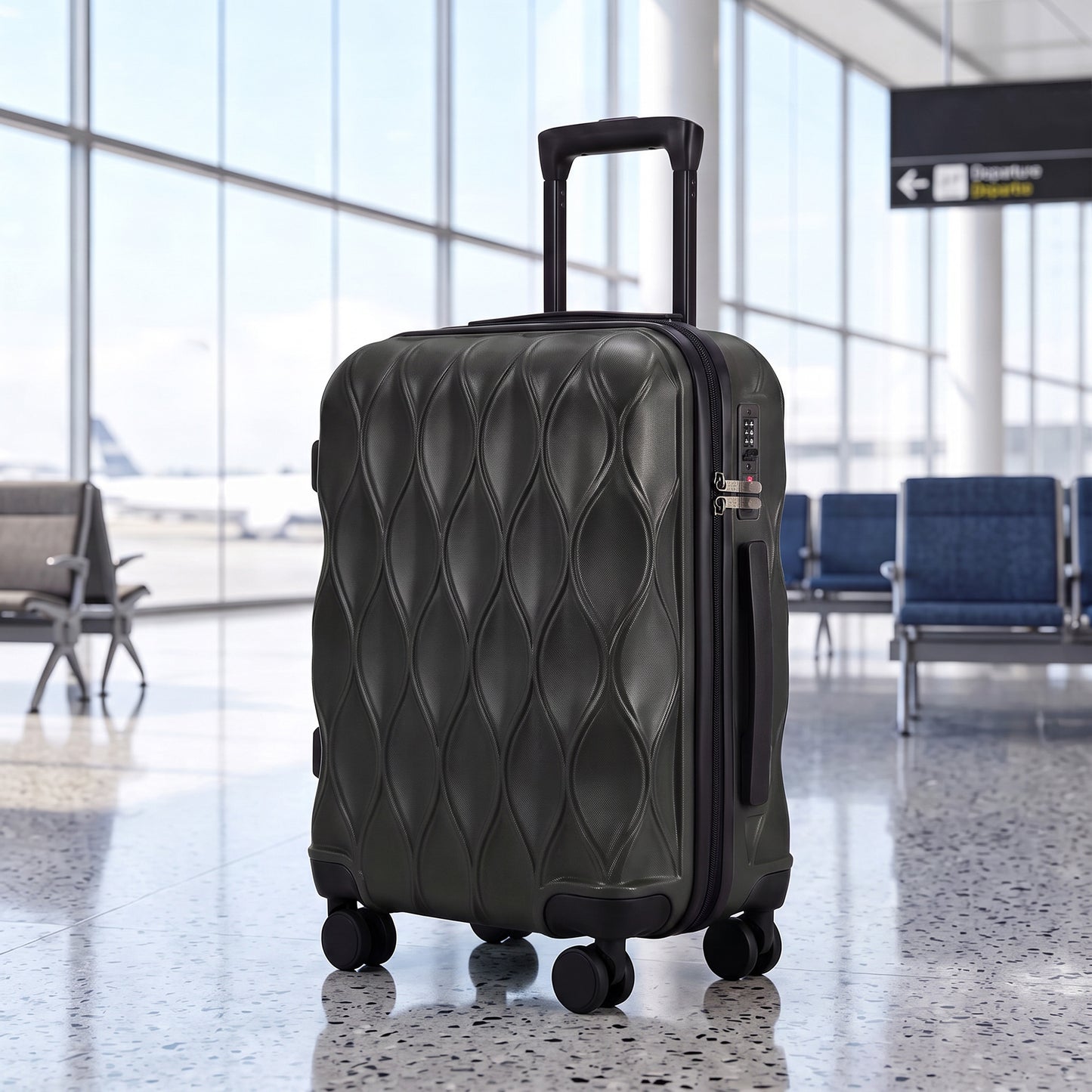 HOMCOM 20Inch Suitcase, ABS Hard Shell Carry On Luggage with TSA Lock, Spinner Wheels, Telescopic Handle, Black