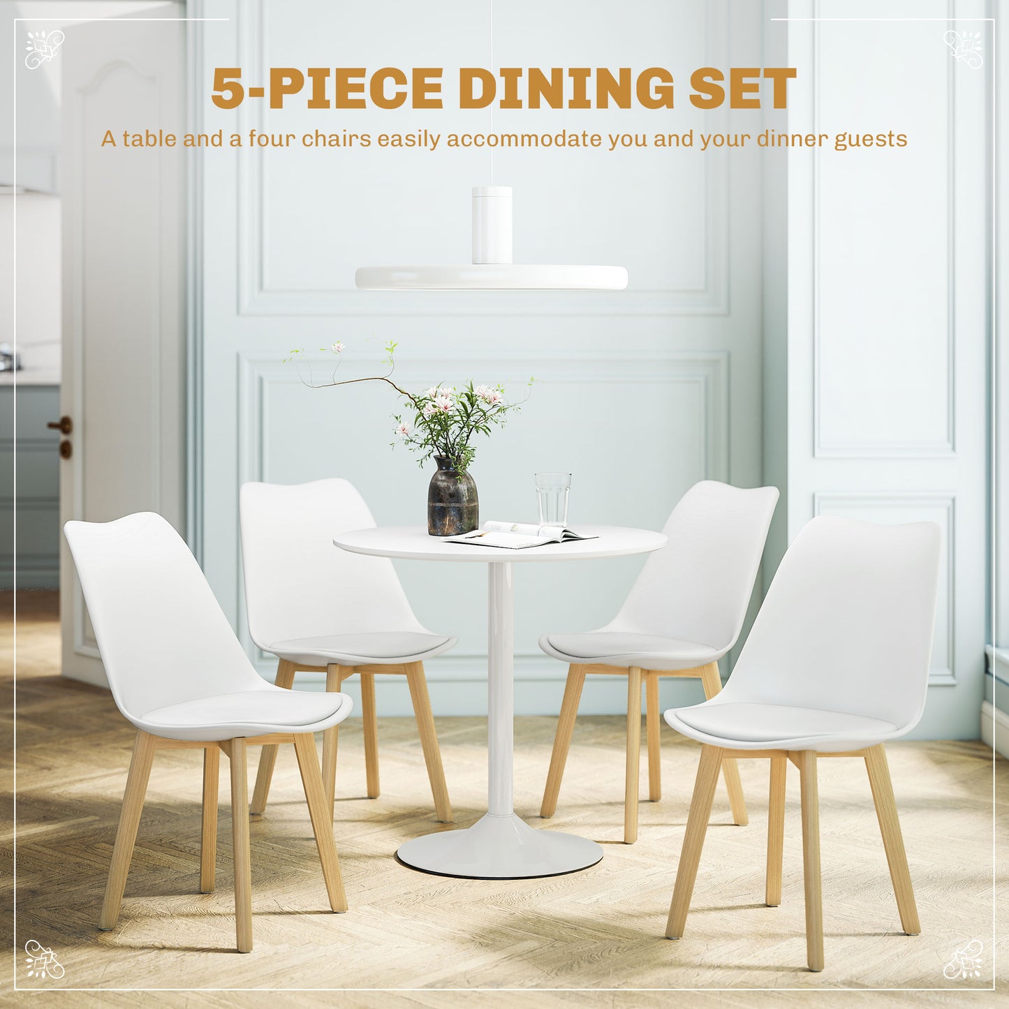 HOMCOM Five-Piece Modern Dining Set - WhiteLight