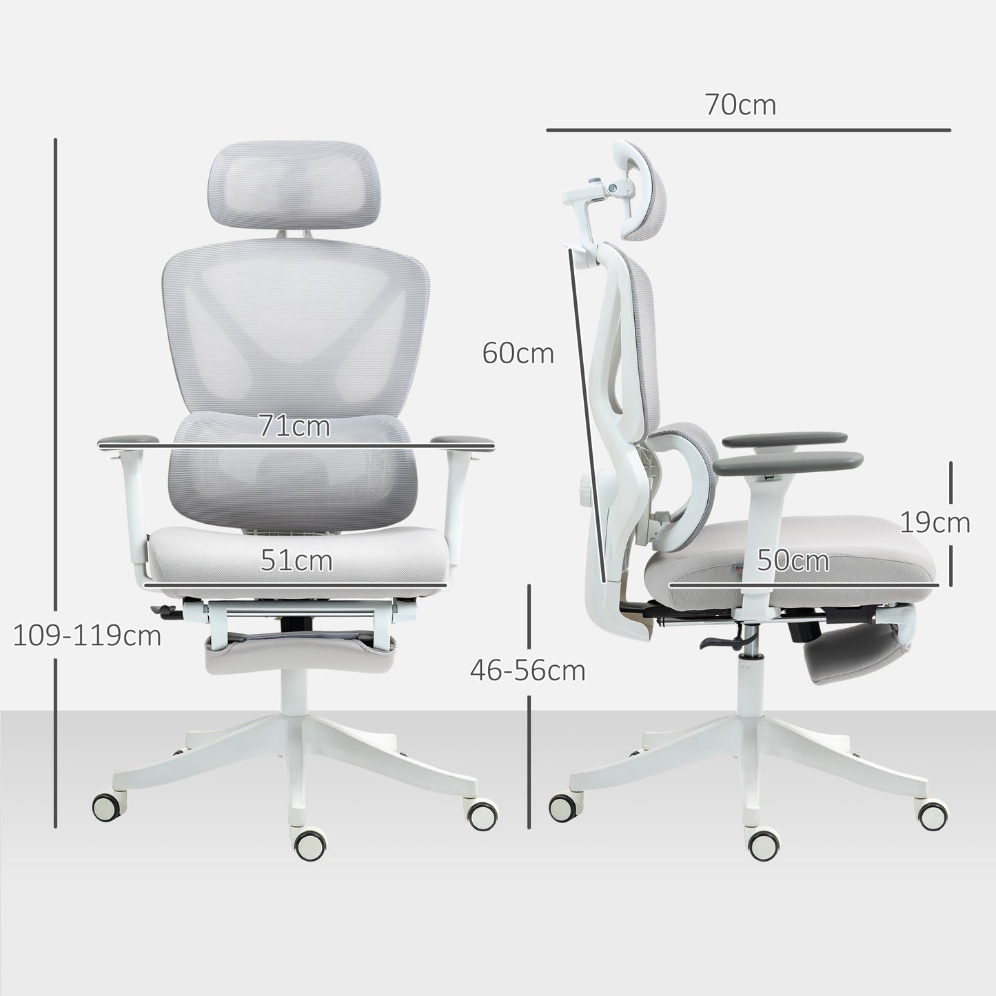 HOMCOM Executive Office Chair Adjustable Lumbar Support Grey