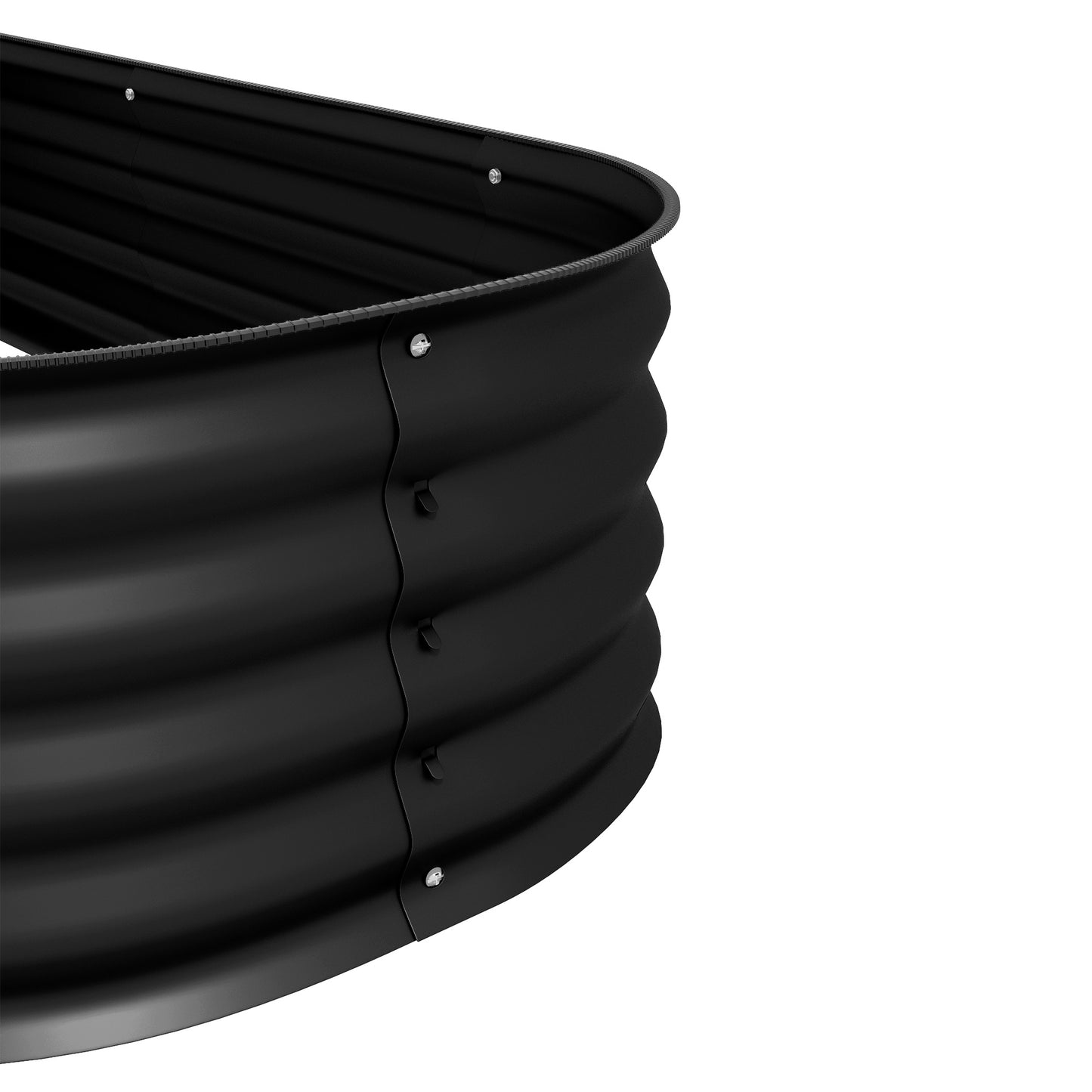 Outsunny Galvanised Raised Garden Bed, Metal Planter Box with Safety Edging, for Flowers, Herbs, Succulents, Black