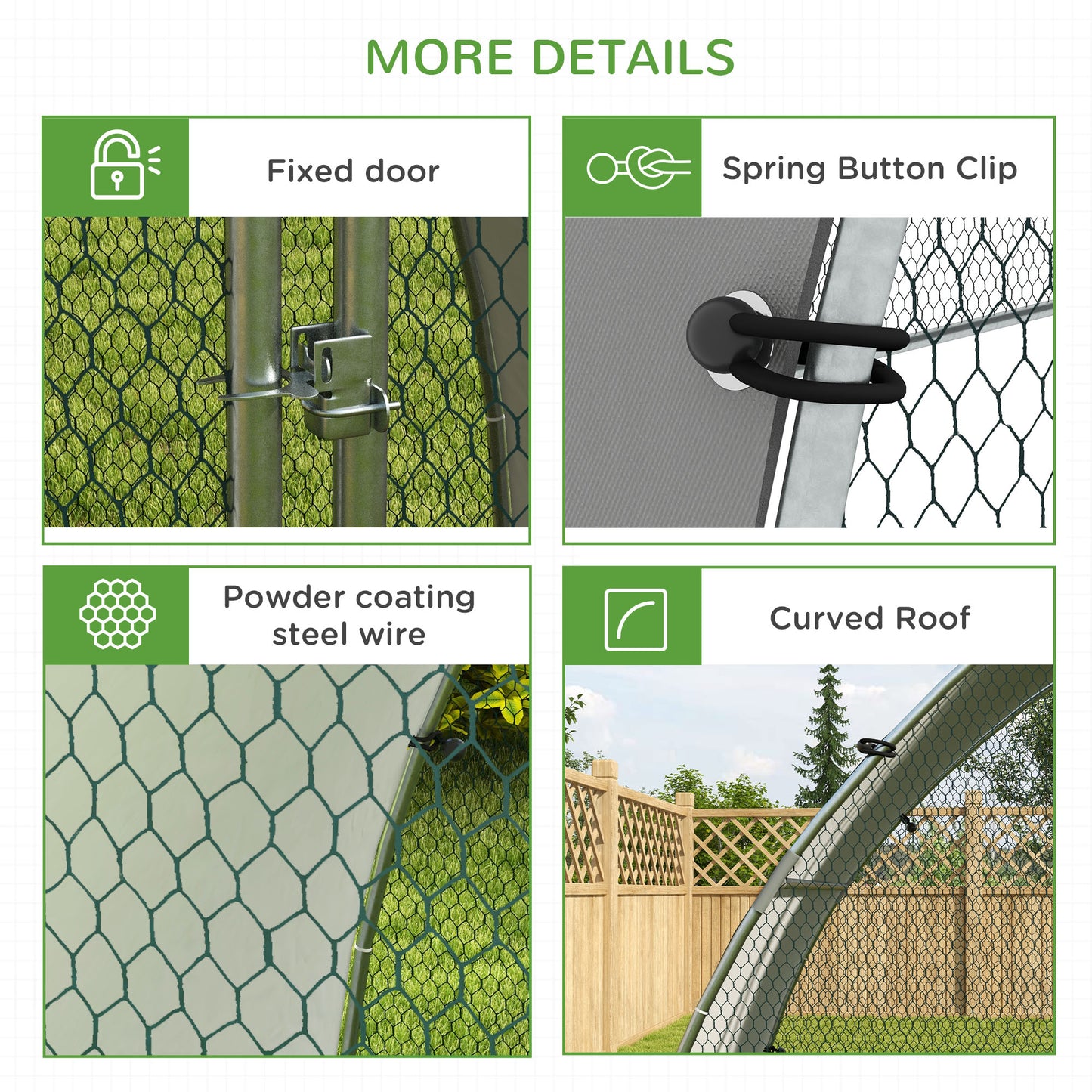 PawHut Galvanised Outdoor Chicken Coop with Cover for 4-6 Chickens Hens Ducks Rabbits 3 x 1.9 x 2.2m - Silver Tone