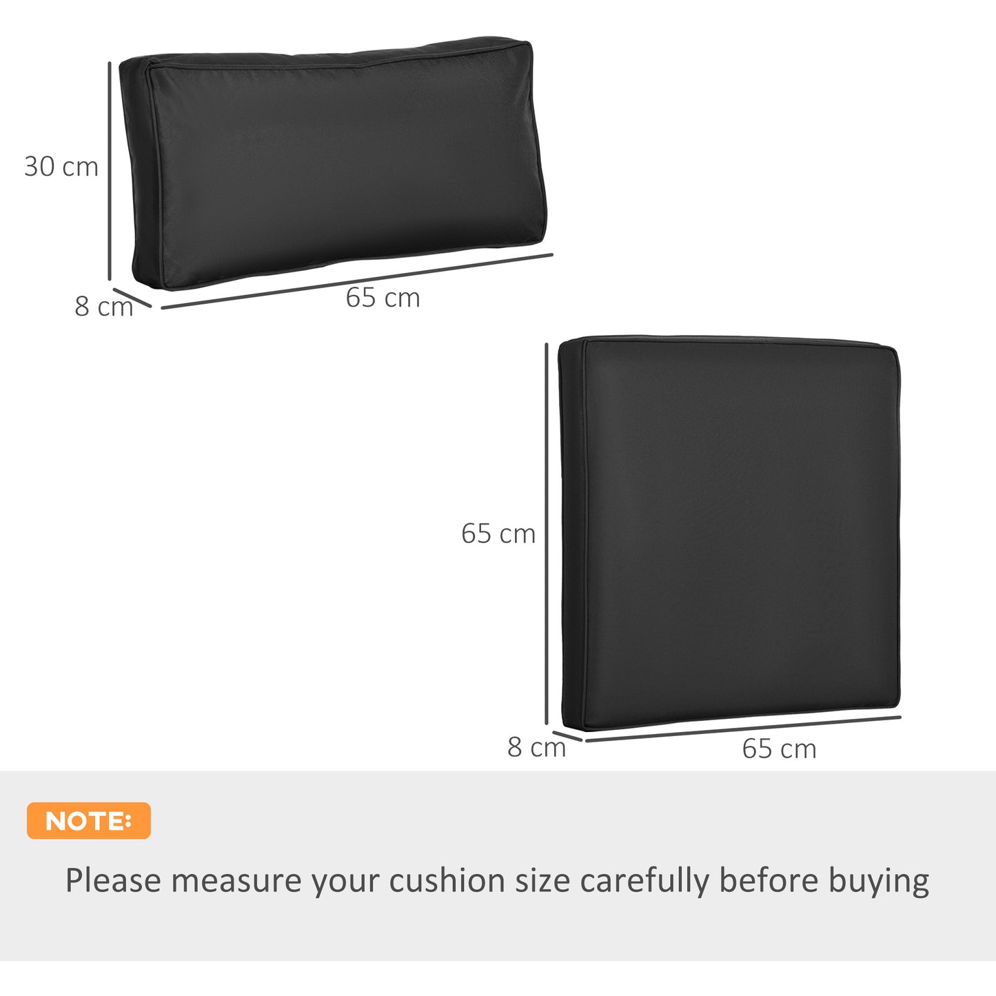 Outsunny Replacement Cushions for Rattan Furniture, 14-Piece Outdoor Seat & Back Cushion Set, Black