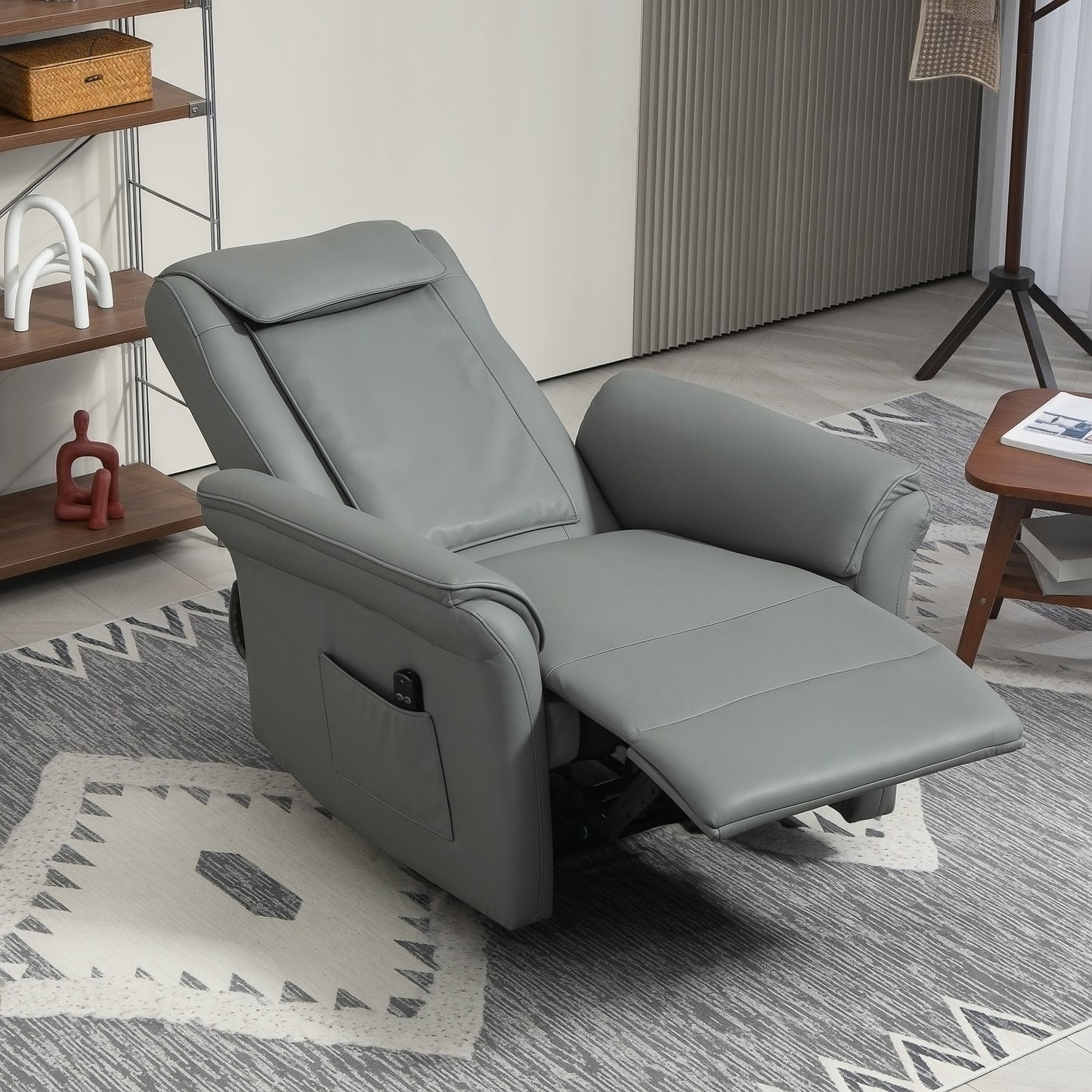 HOMCOM 3D Kneading Massage Recliner Chair, Electric Recliner, USB Port, Grey