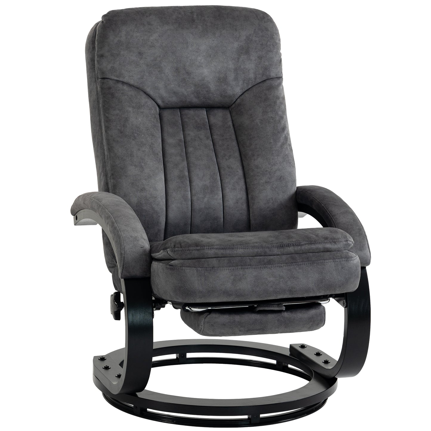 HOMCOM Swivel Recliner Chair, Velvet Recliner Armchair with Retractable Footrest, Dual-Layer Cushion, High Back, Dark Grey