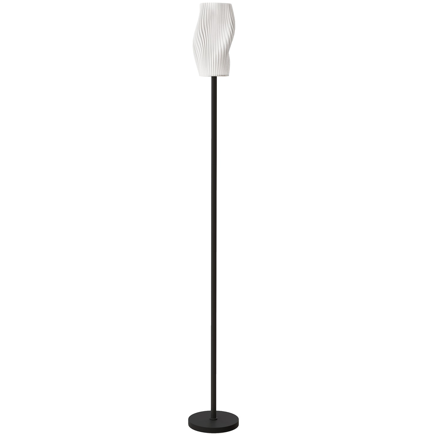 HOMCOM Floor Lamp, 3D Printed Modern Standing Lamp with Curved Shade, 3 Colour Temperature, Foot Switch, Minimalist Design, White