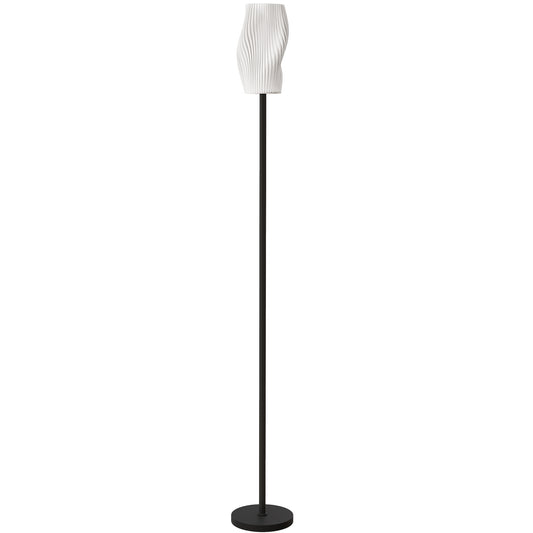 HOMCOM Floor Lamp, 3D Printed Modern Standing Lamp with Curved Shade, 3 Colour Temperature, Foot Switch, Minimalist Design, White