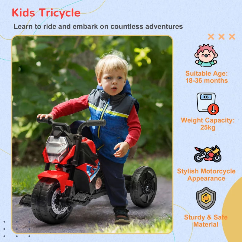 AIYAPLAY Motorcycle Design, 3 in 1 Toddler Trike, Sliding Car, Balance Bike with Headlight, Music, Horn, Red