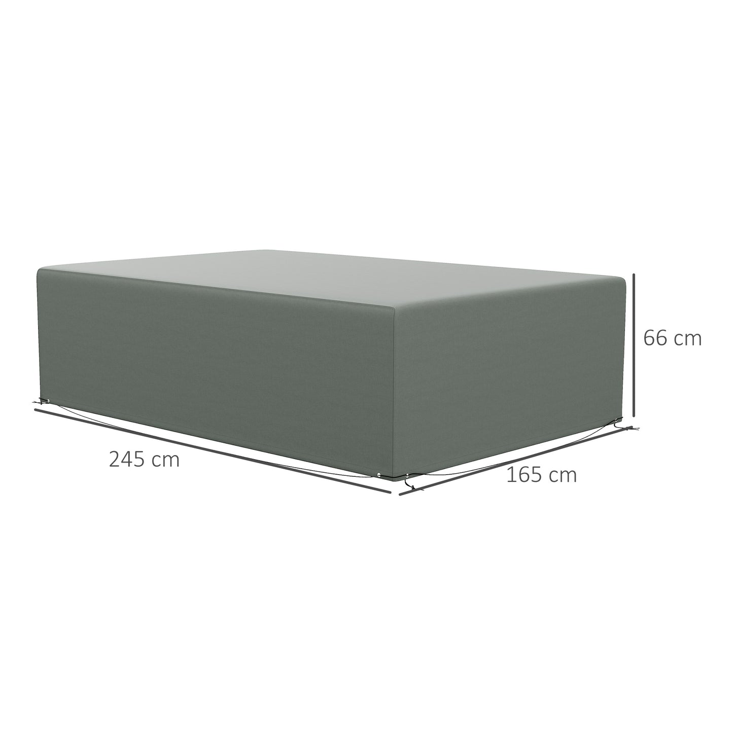 Outsunny Waterproof Outdoor Furniture Cover, 600D Heavy Duty Oxford for Rectangular Sofa/Table Set, 245x165x66 cm, Dark Grey